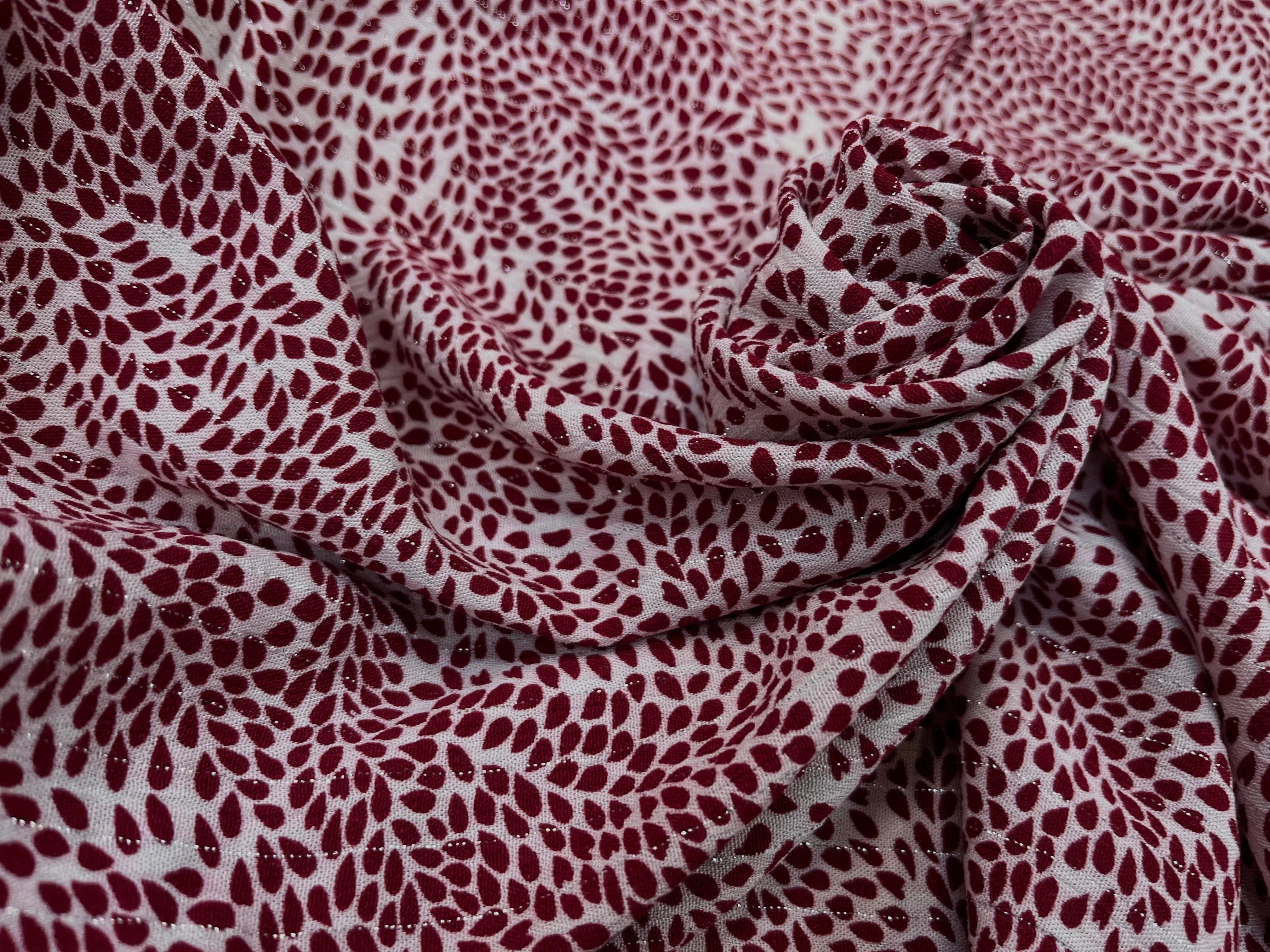 LUREX YORYU FOND BLANC FEUILLE ROUGE - My Little Coupon