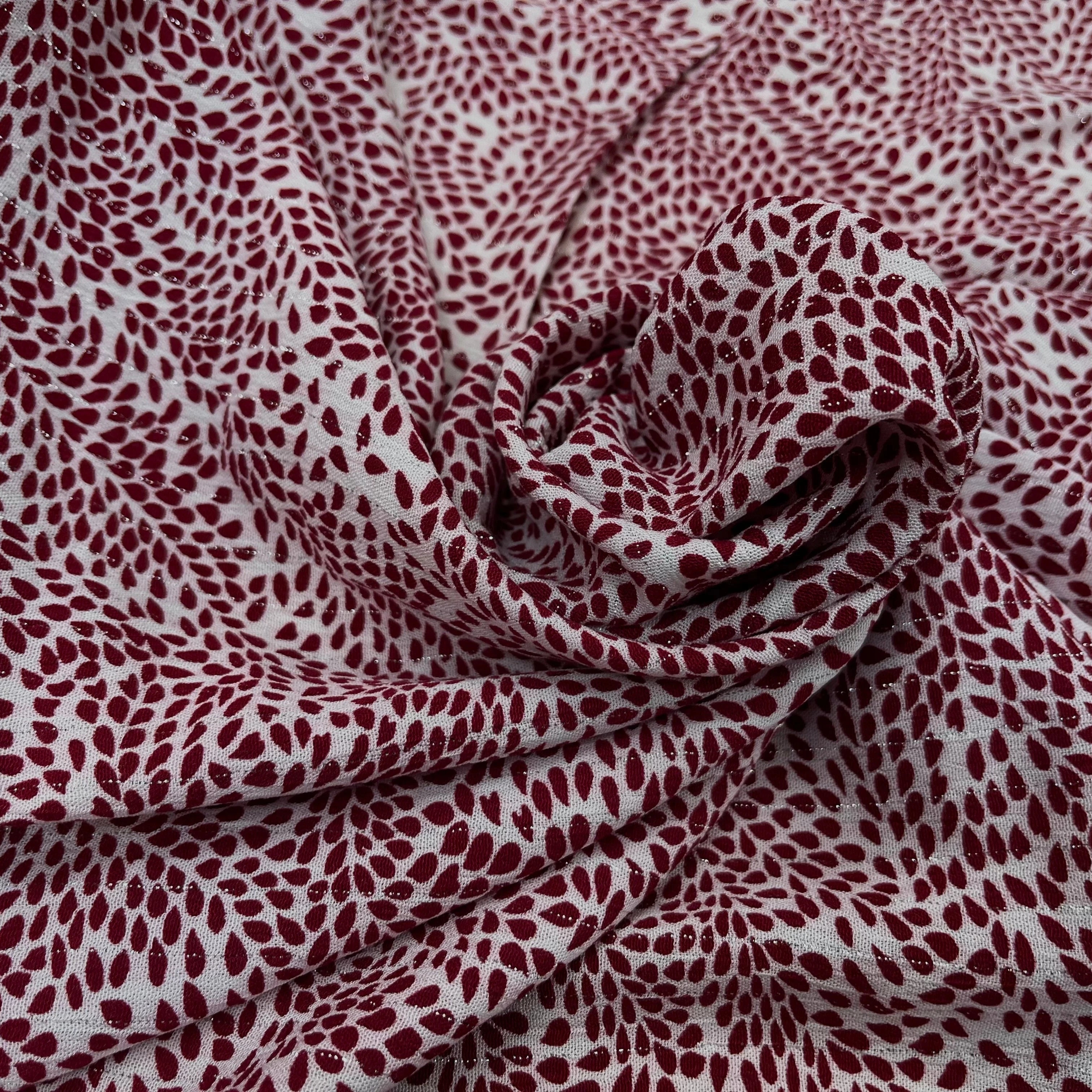 LUREX YORYU FOND BLANC FEUILLE ROUGE - My Little Coupon