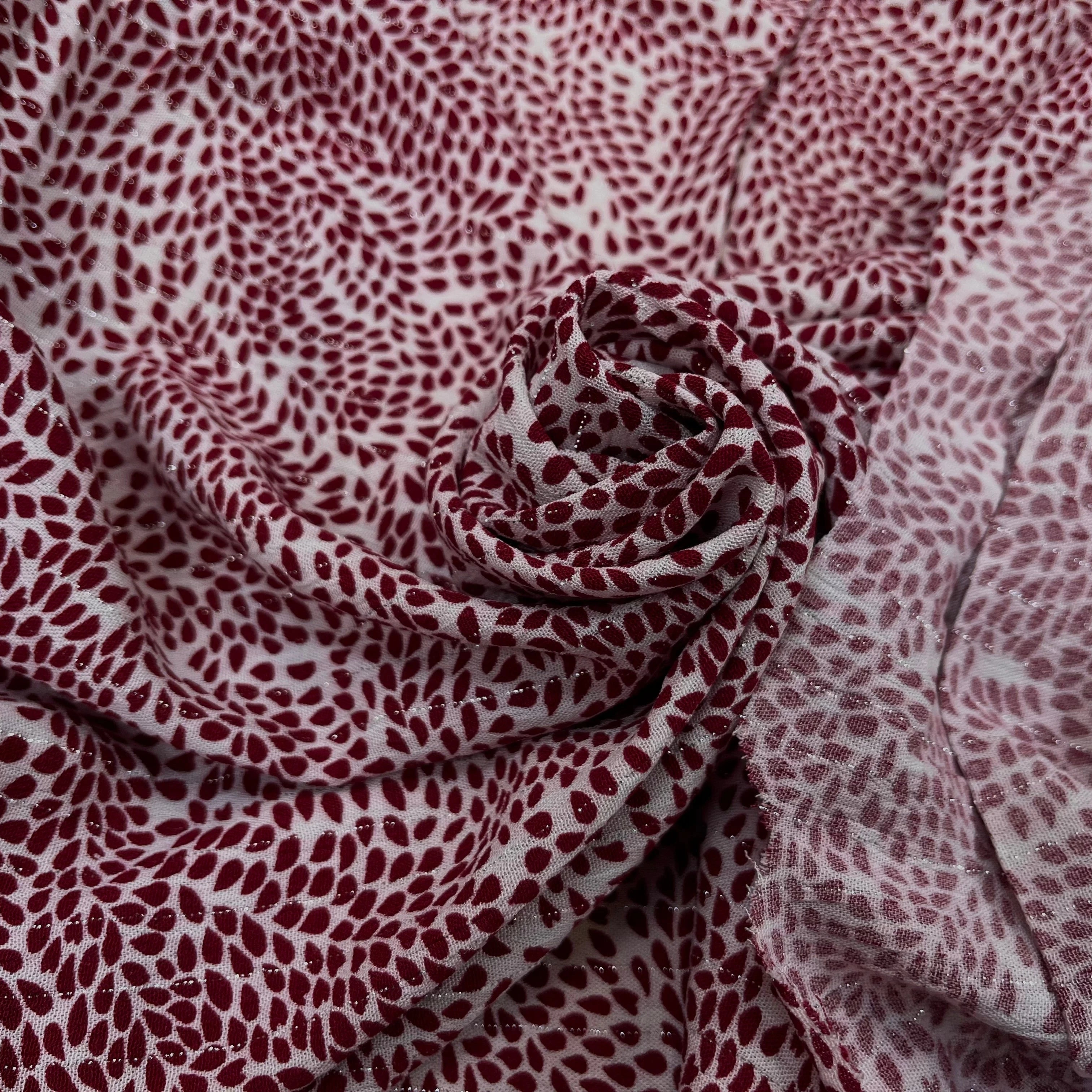 LUREX YORYU FOND BLANC FEUILLE ROUGE - My Little Coupon