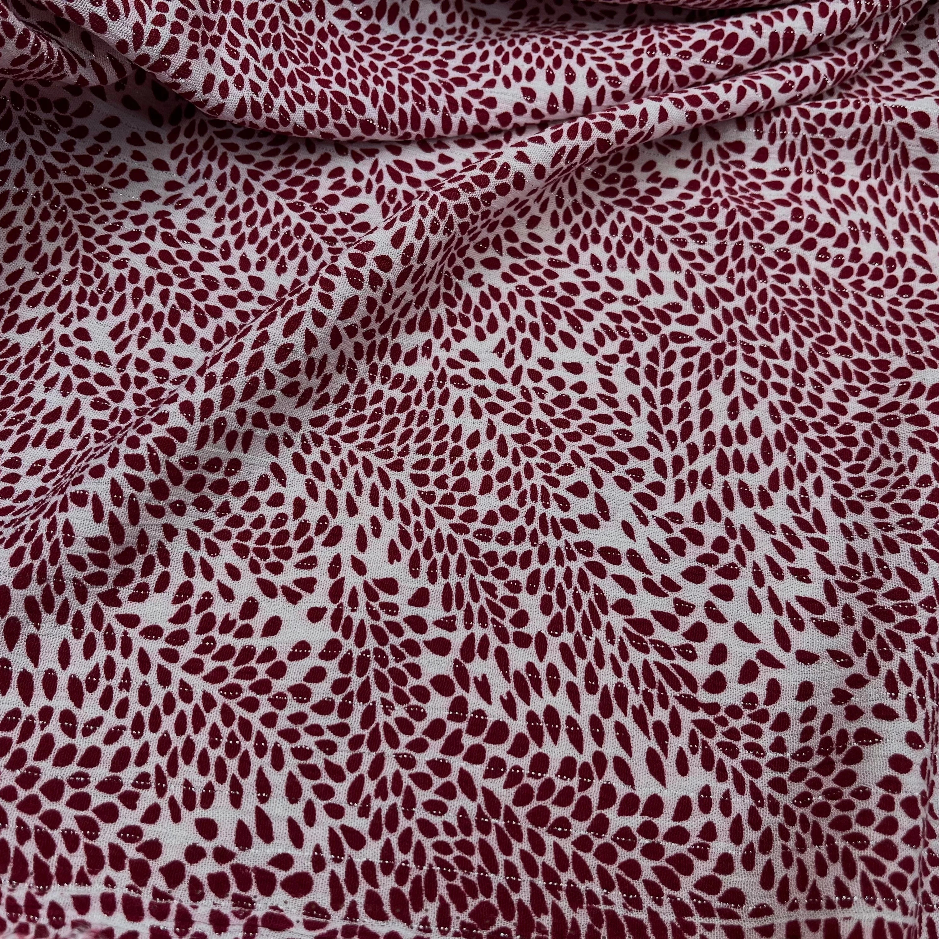 LUREX YORYU FOND BLANC FEUILLE ROUGE - My Little Coupon