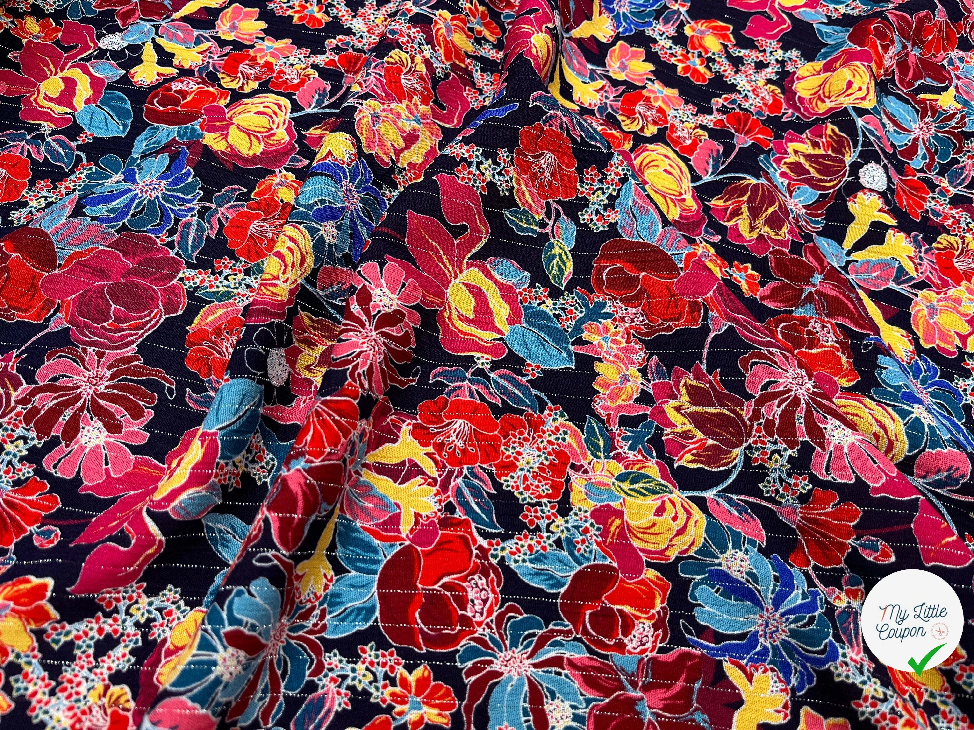 LUREX YORYU FOND MARINE FLEURS MULTICOLOR - My Little Coupon