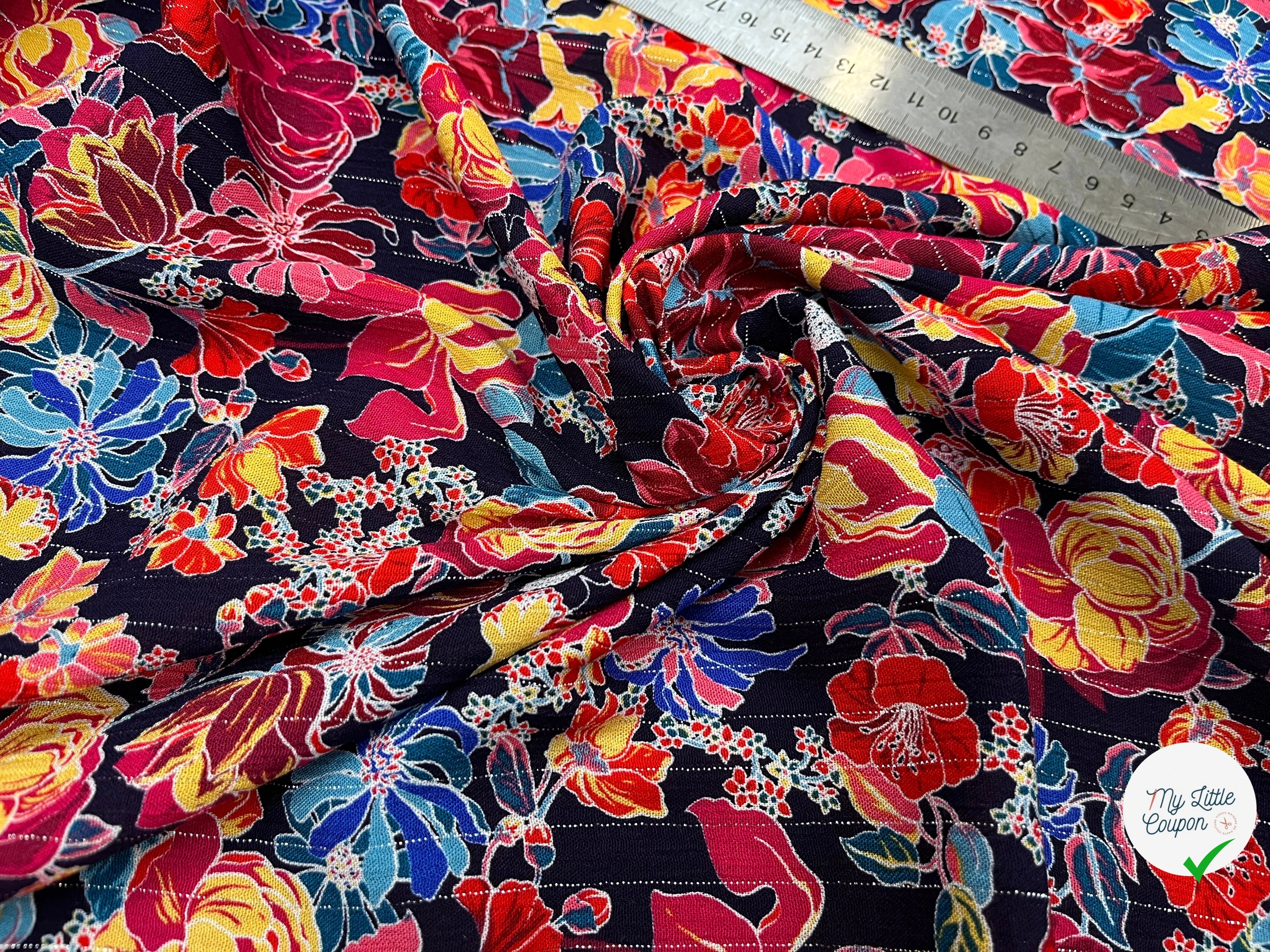 LUREX YORYU FOND MARINE FLEURS MULTICOLOR - My Little Coupon