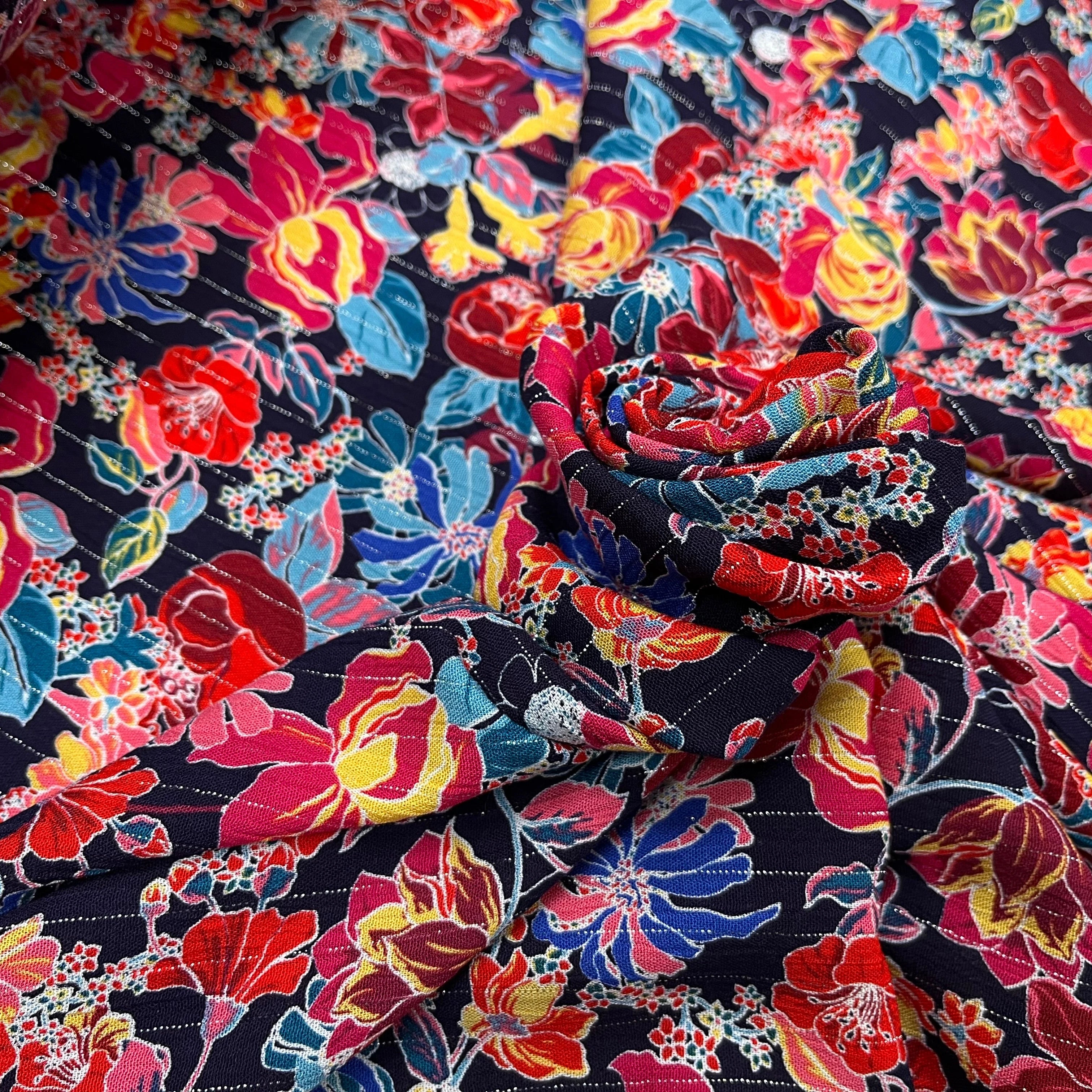 LUREX YORYU FOND MARINE FLEURS MULTICOLOR - My Little Coupon