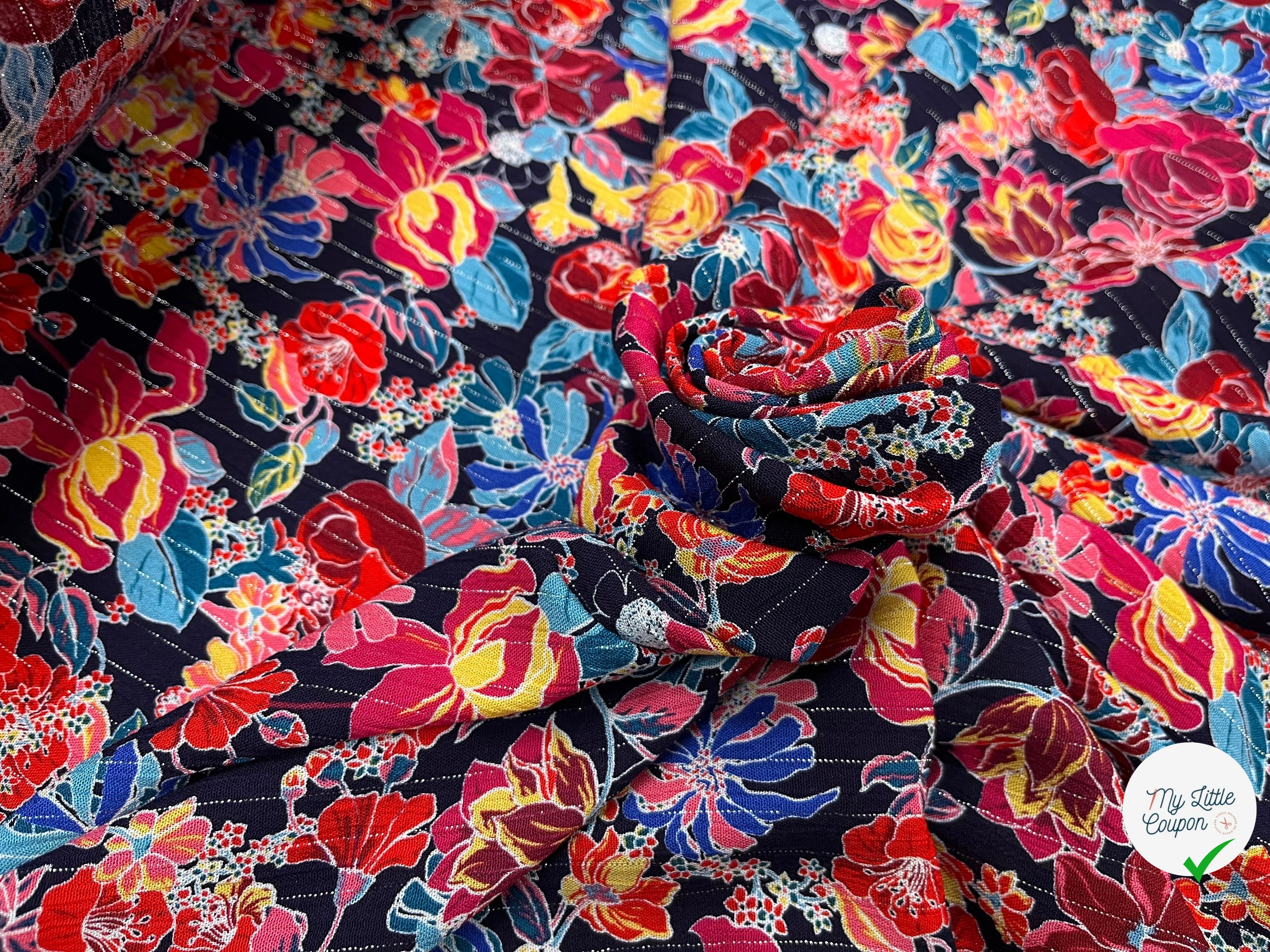 LUREX YORYU FOND MARINE FLEURS MULTICOLOR - My Little Coupon