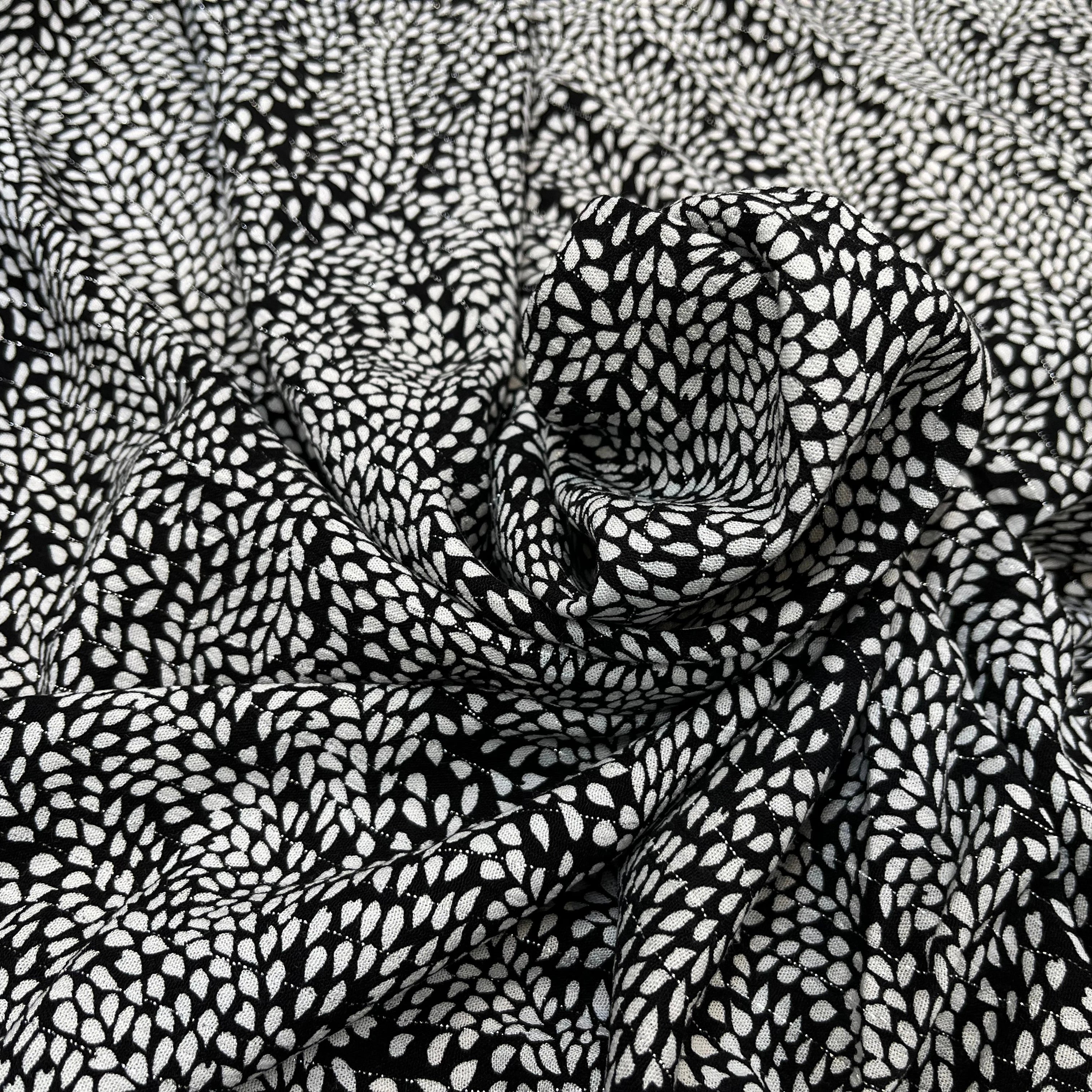 LUREX YORYU FOND NOIR FEUILLE BLANCHE - My Little Coupon