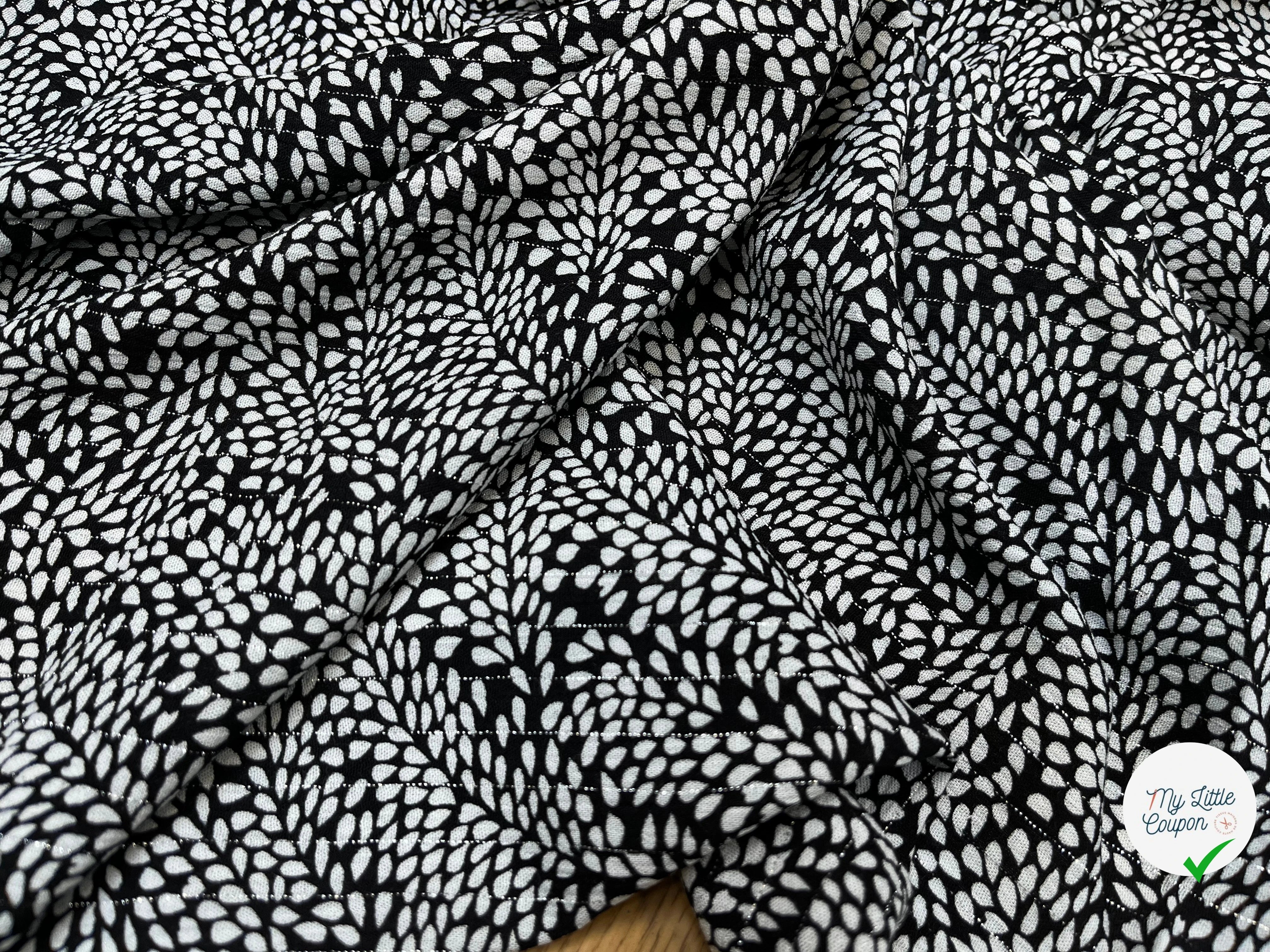 LUREX YORYU FOND NOIR FEUILLE BLANCHE - My Little Coupon