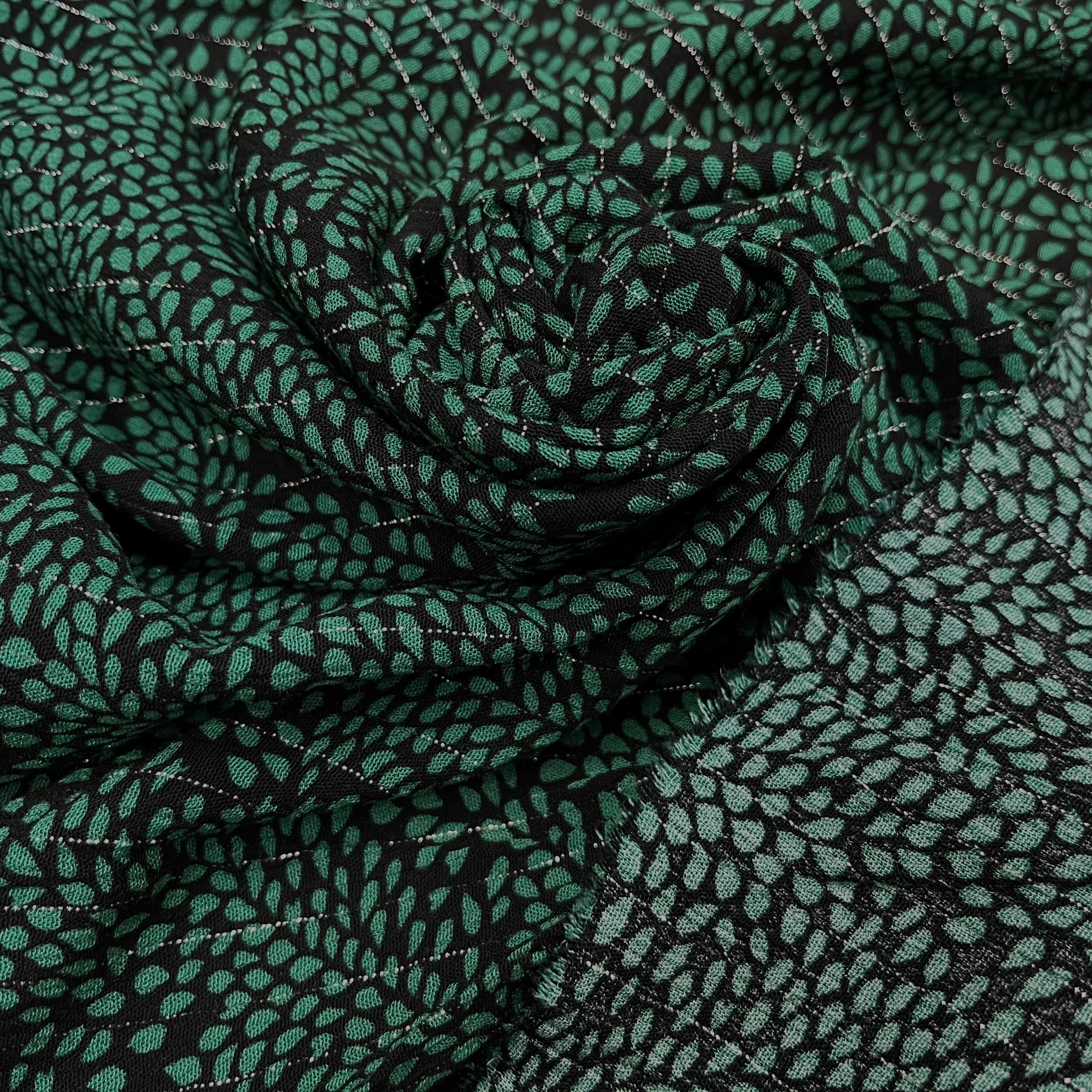 LUREX YORYU FOND NOIR FEUILLE VERTE - My Little Coupon