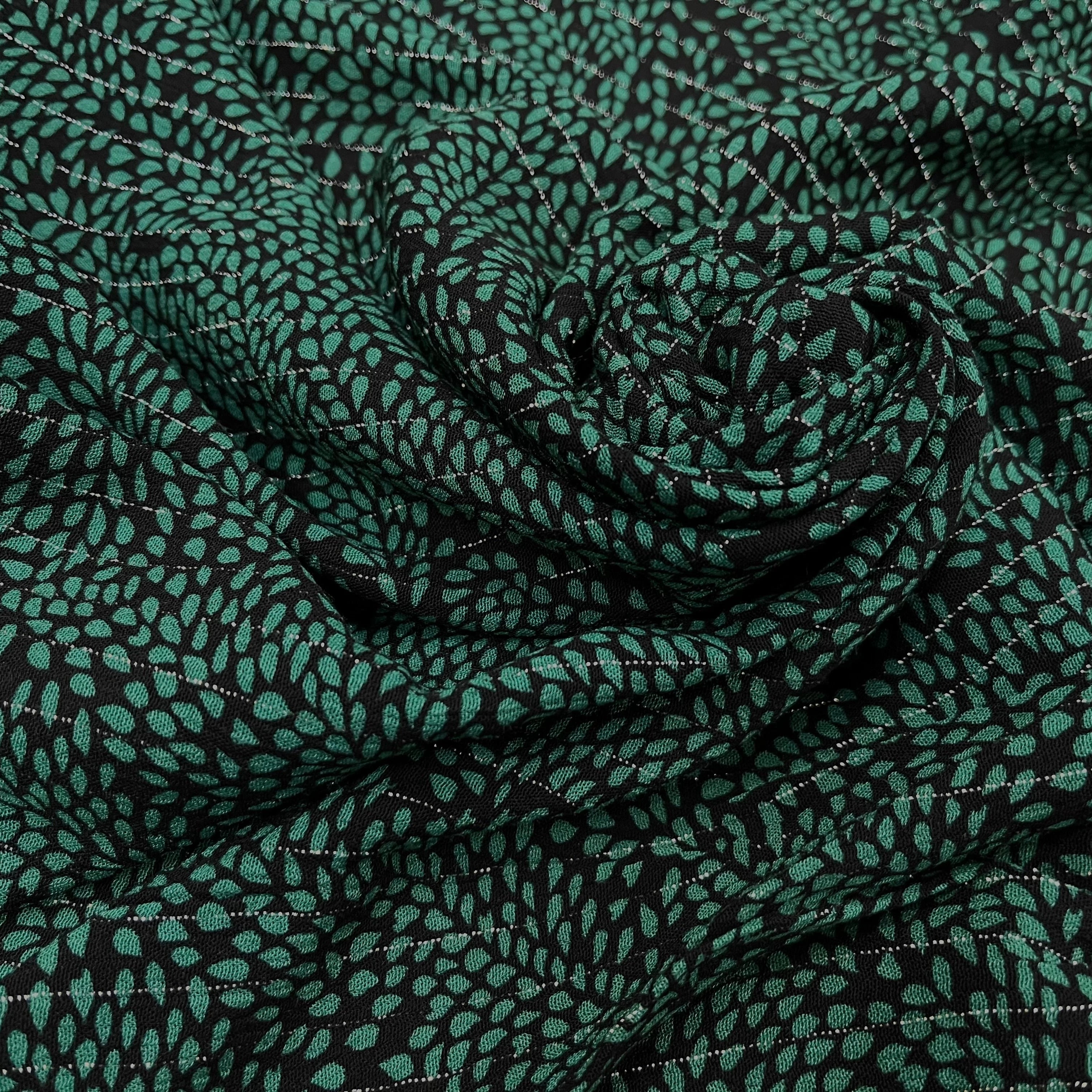 LUREX YORYU FOND NOIR FEUILLE VERTE - My Little Coupon