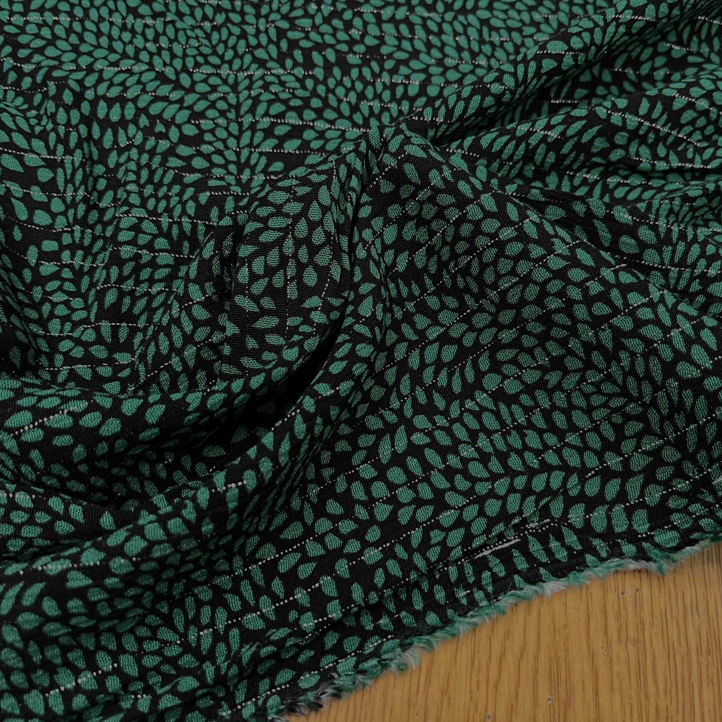 LUREX YORYU FOND NOIR FEUILLE VERTE - My Little Coupon