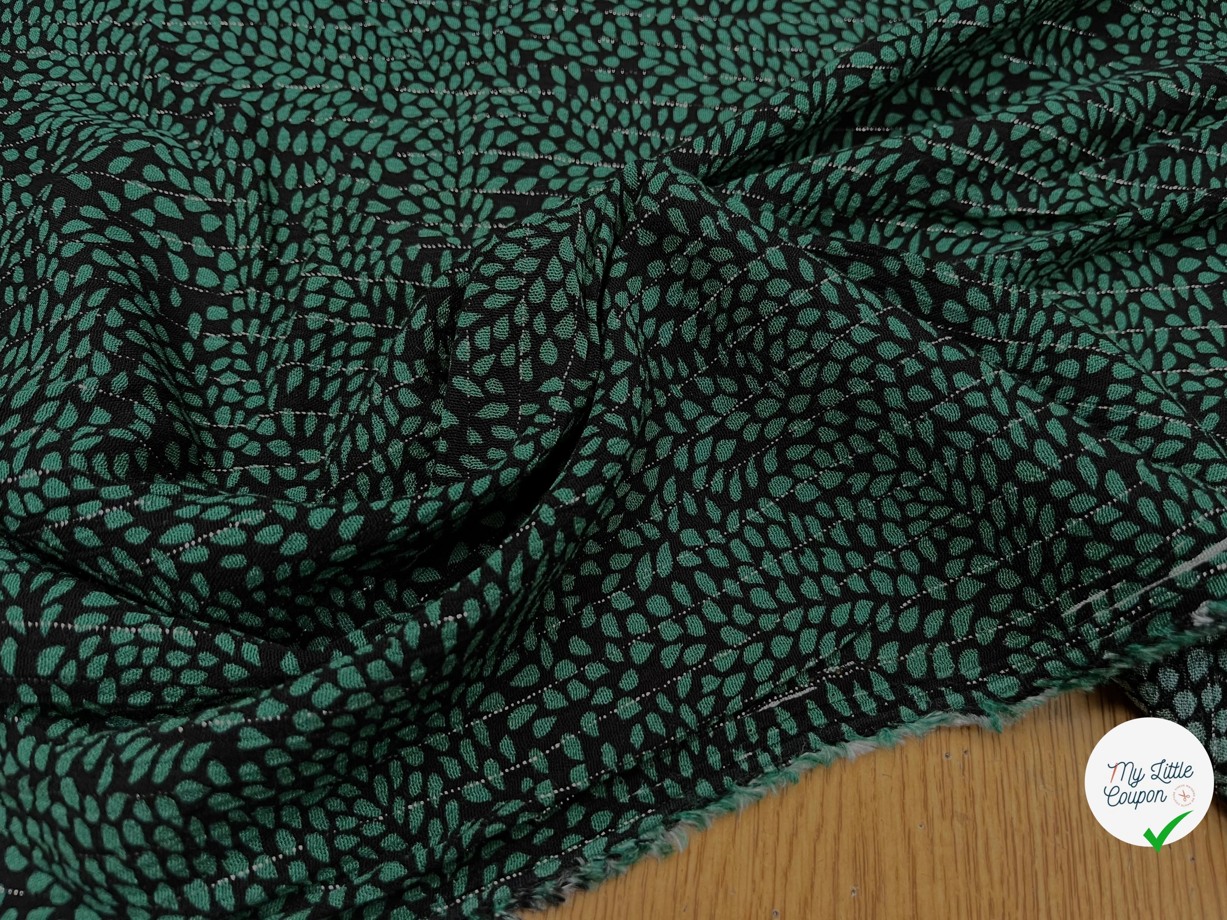 LUREX YORYU FOND NOIR FEUILLE VERTE - My Little Coupon