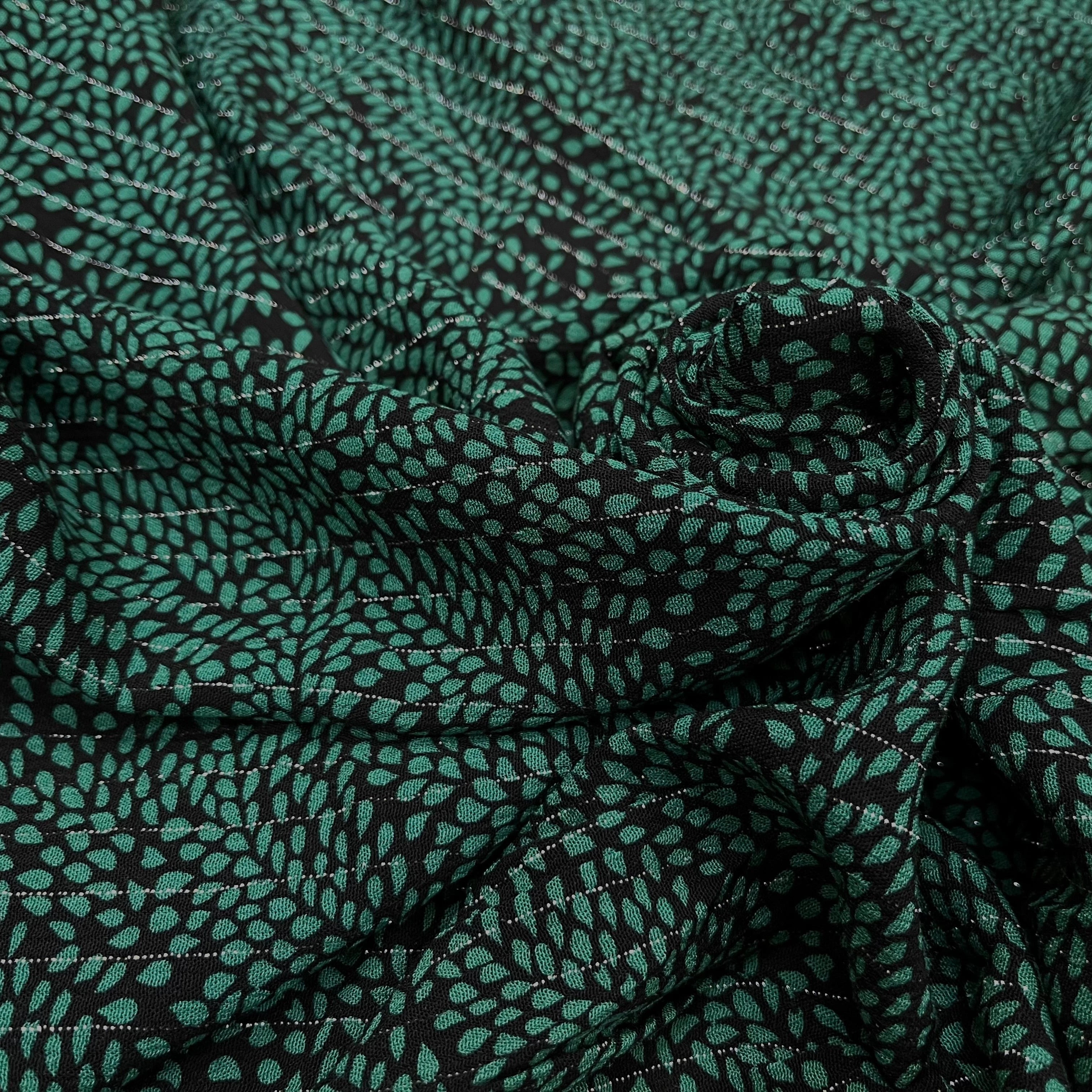 LUREX YORYU FOND NOIR FEUILLE VERTE - My Little Coupon