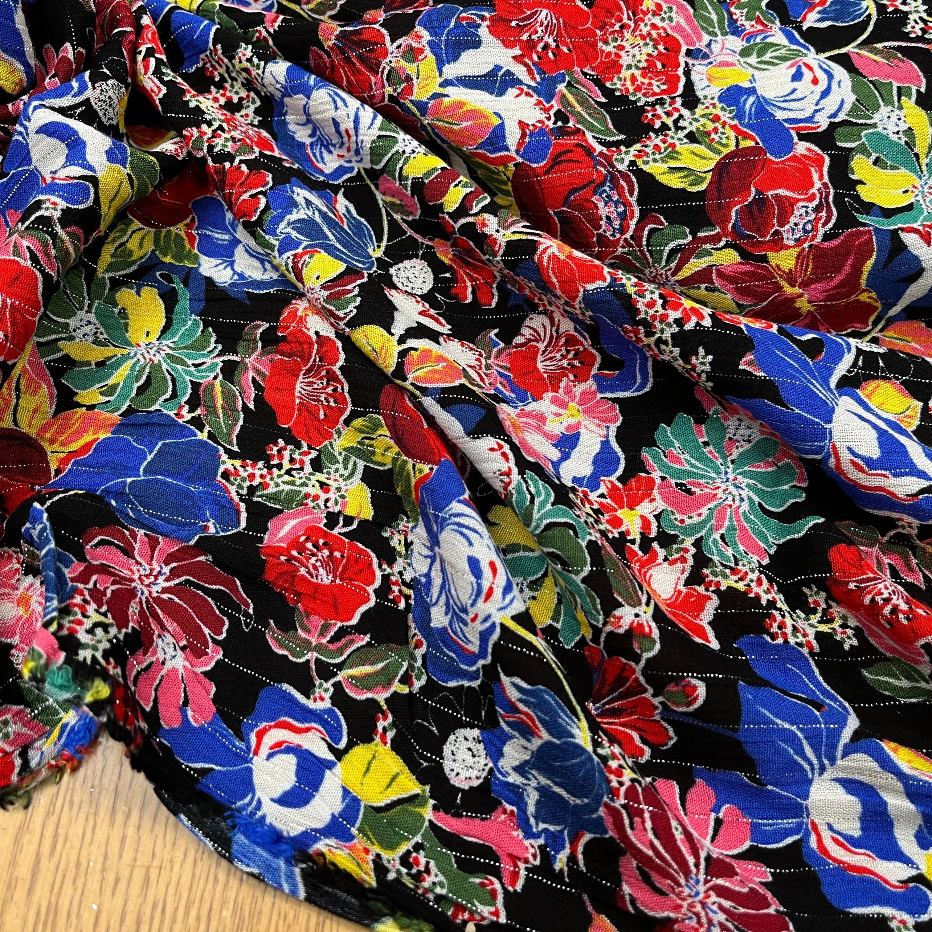 LUREX YORYU FOND NOIR FLEURS MULTICOLOR - My Little Coupon