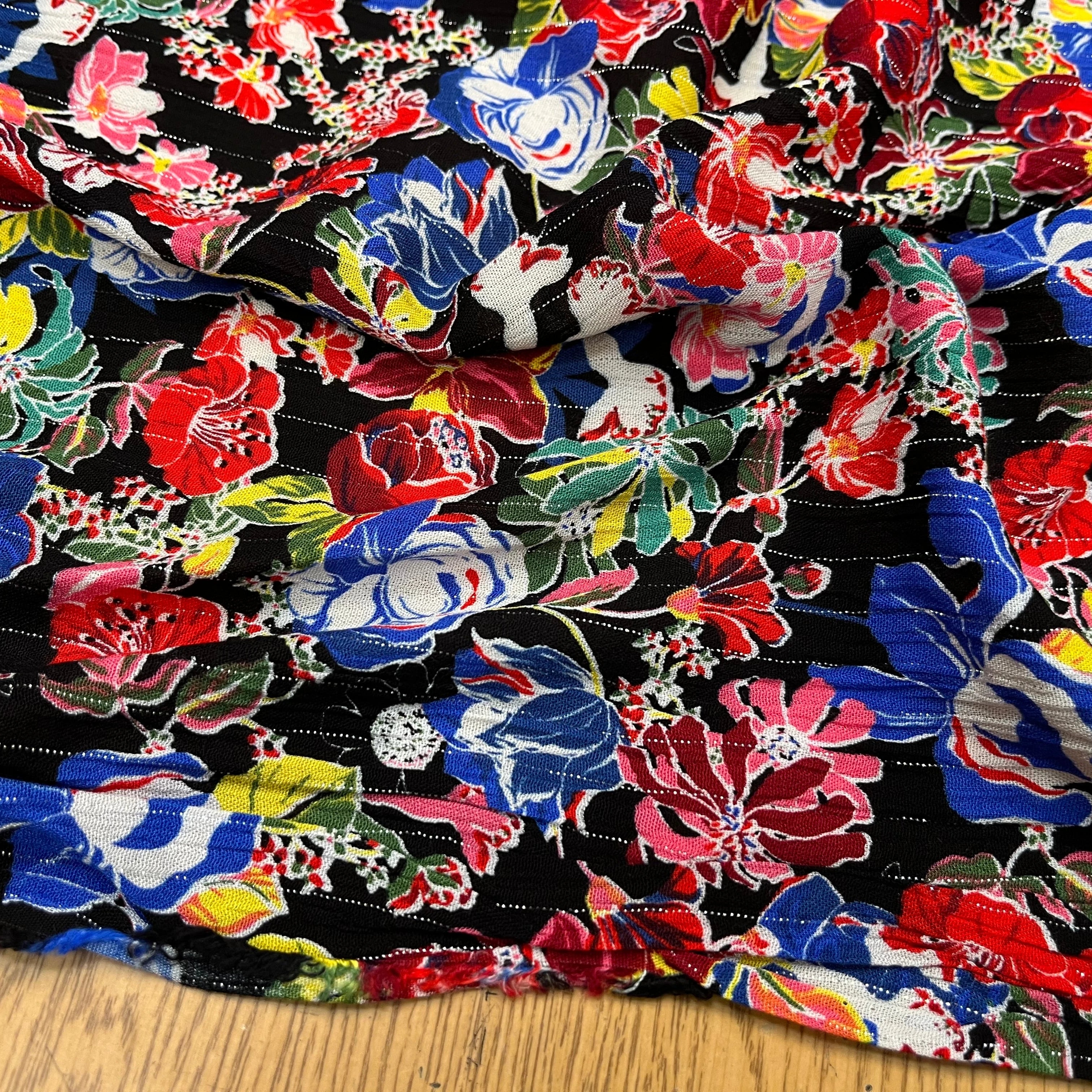 LUREX YORYU FOND NOIR FLEURS MULTICOLOR - My Little Coupon