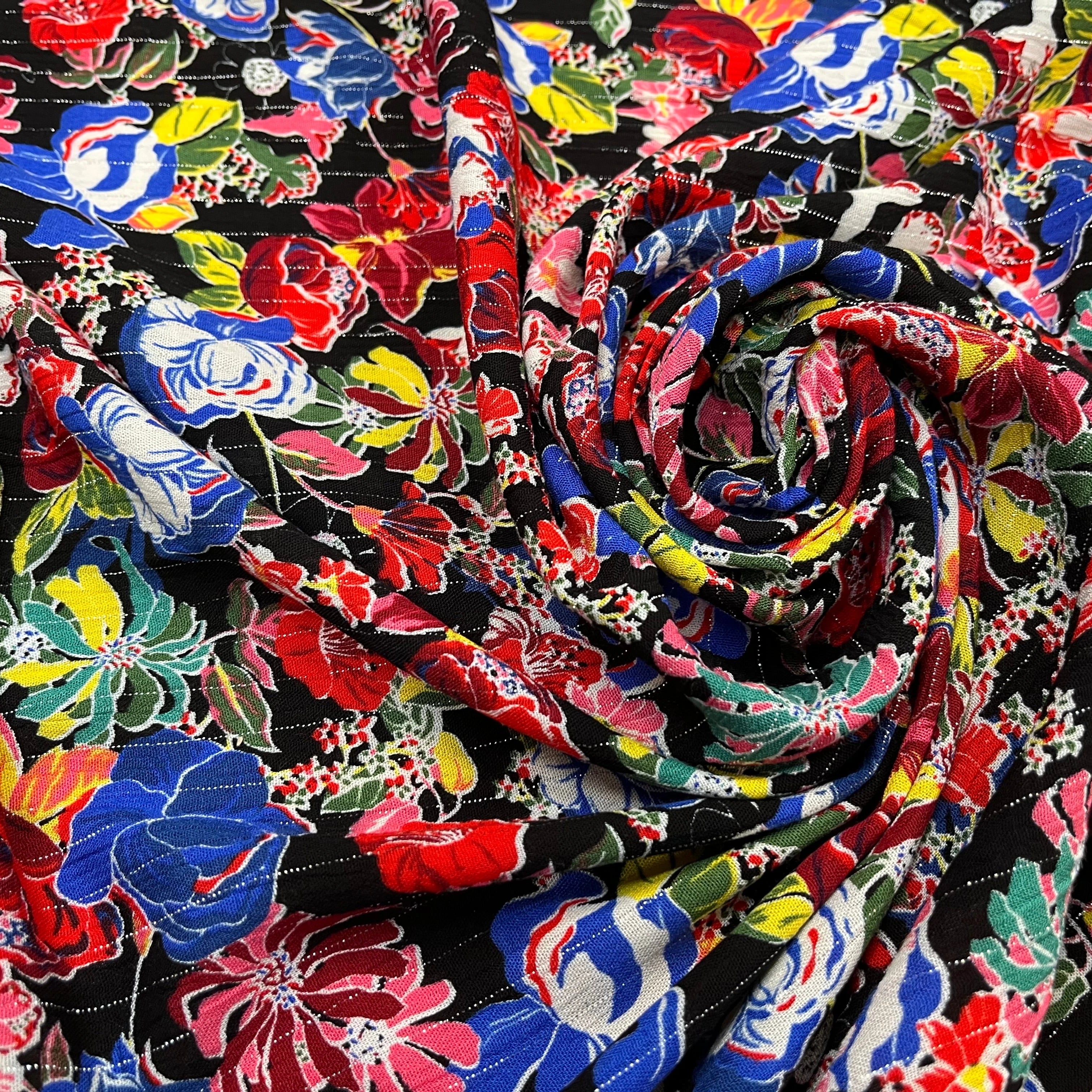 LUREX YORYU FOND NOIR FLEURS MULTICOLOR - My Little Coupon