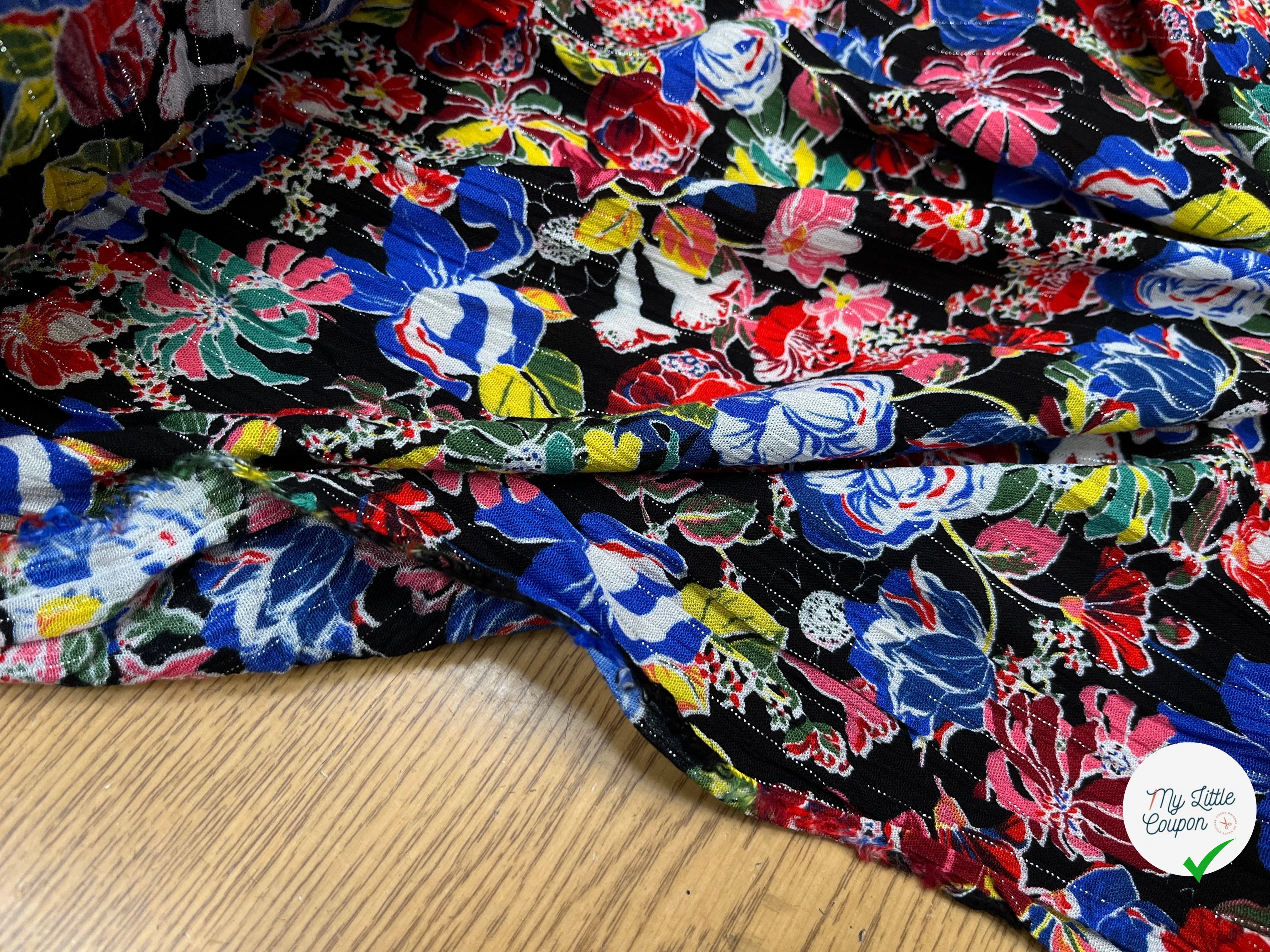 LUREX YORYU FOND NOIR FLEURS MULTICOLOR - My Little Coupon
