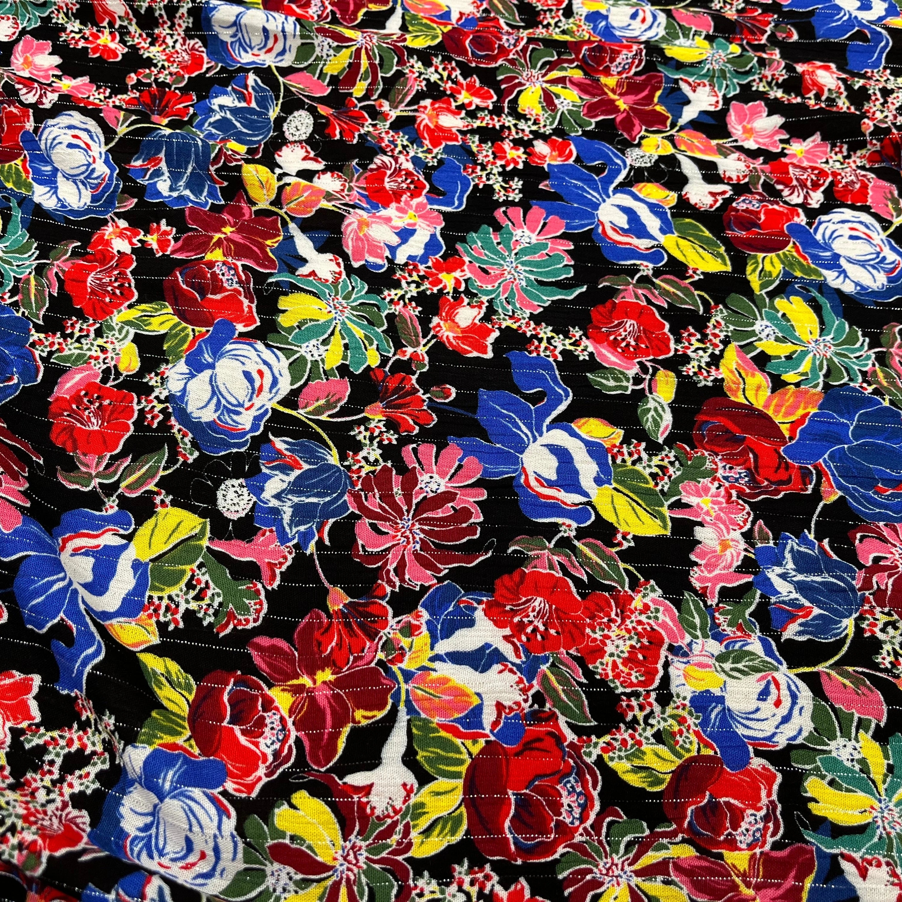 LUREX YORYU FOND NOIR FLEURS MULTICOLOR - My Little Coupon