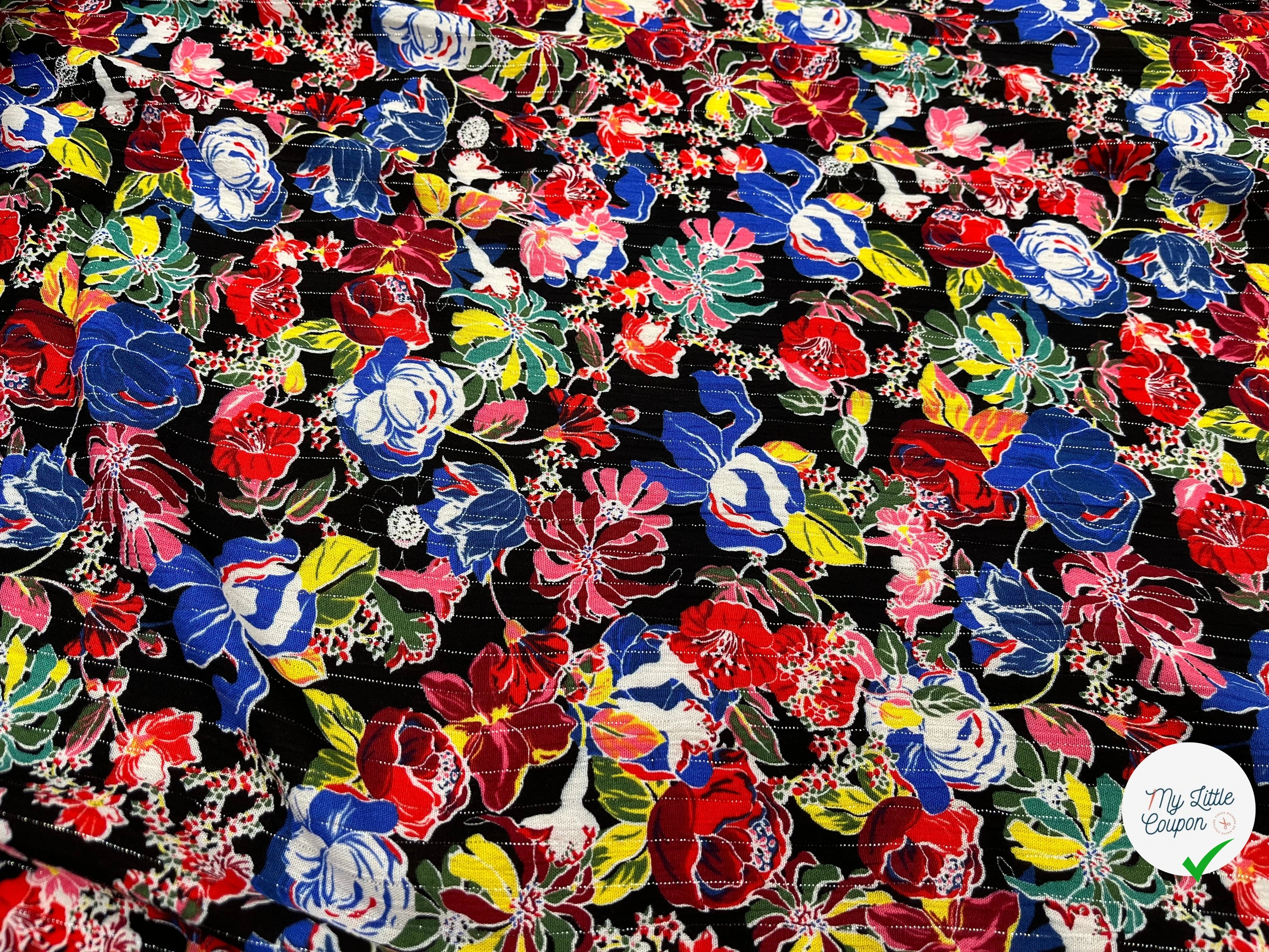 LUREX YORYU FOND NOIR FLEURS MULTICOLOR - My Little Coupon