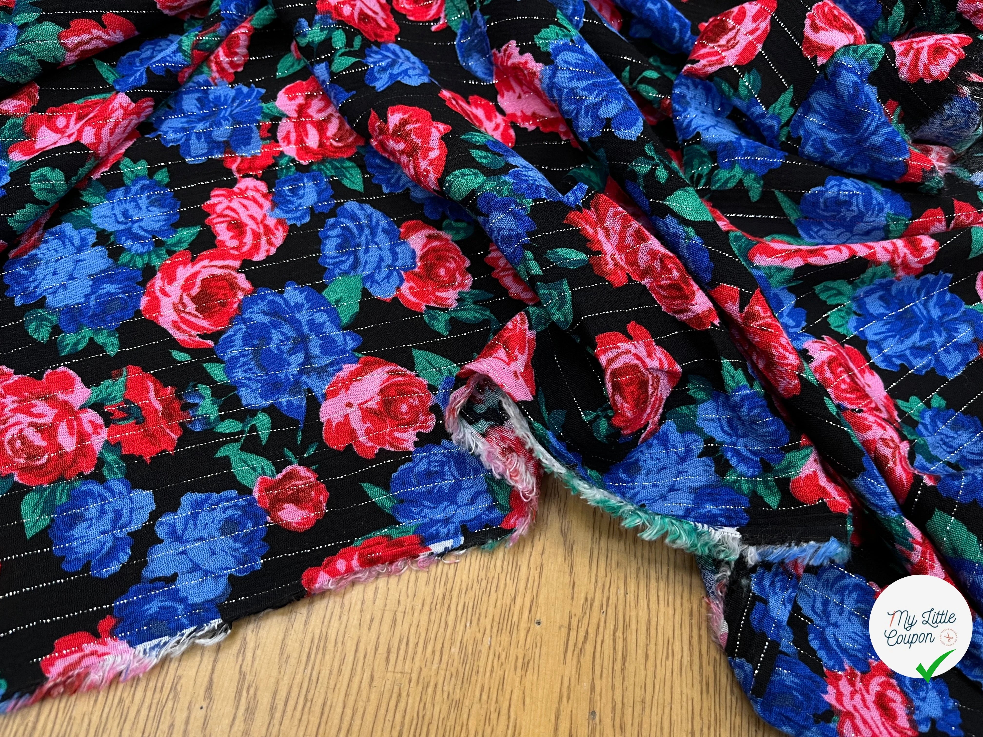 LUREX YORYU FOND NOIR ROSE BLEUES ET ROUGES - My Little Coupon