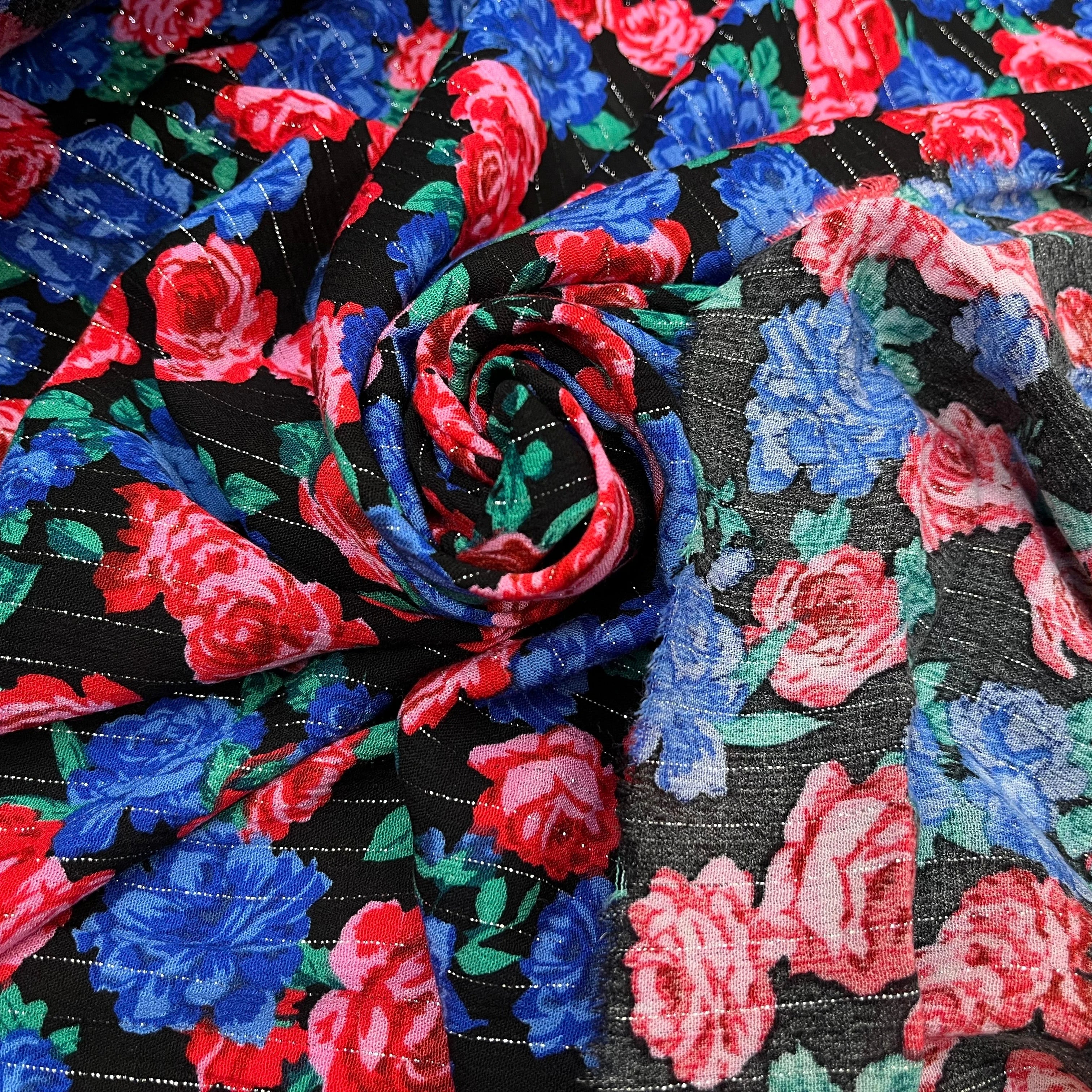 LUREX YORYU FOND NOIR ROSE BLEUES ET ROUGES - My Little Coupon