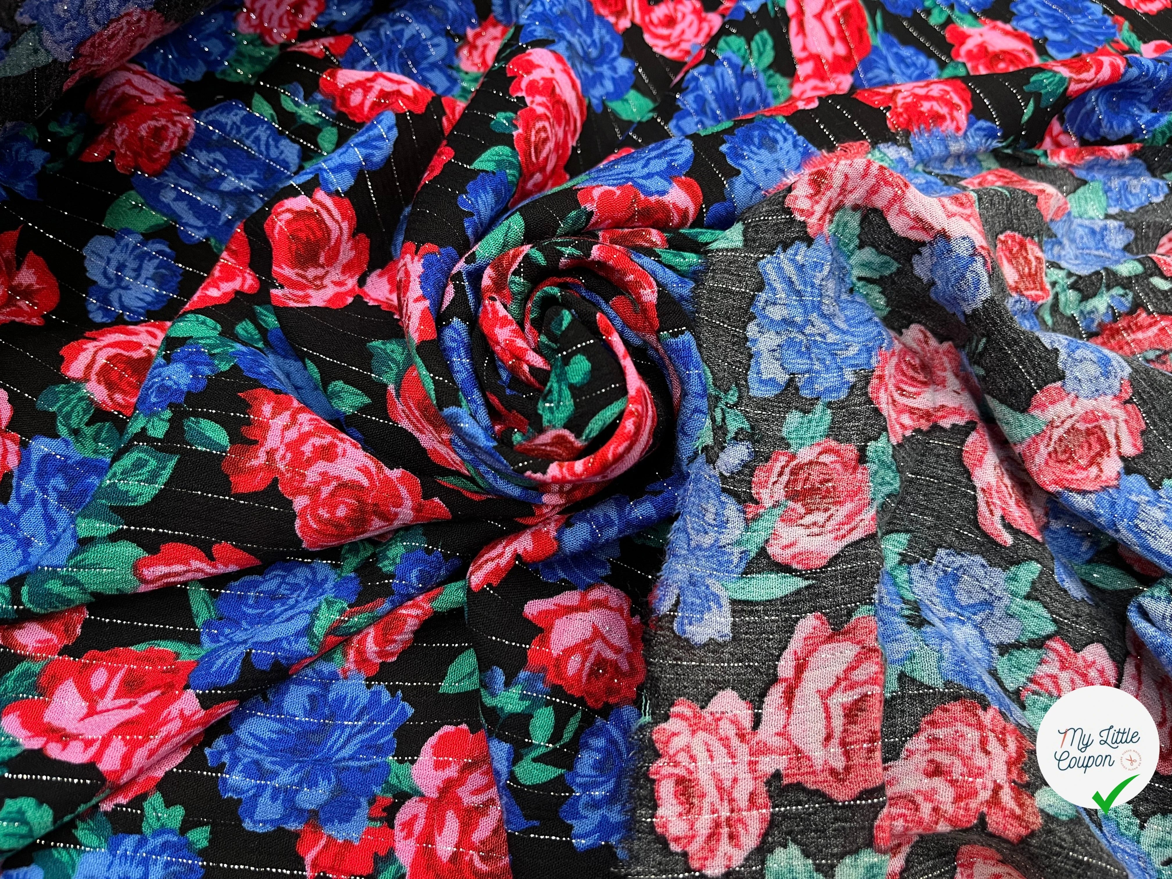 LUREX YORYU FOND NOIR ROSE BLEUES ET ROUGES - My Little Coupon