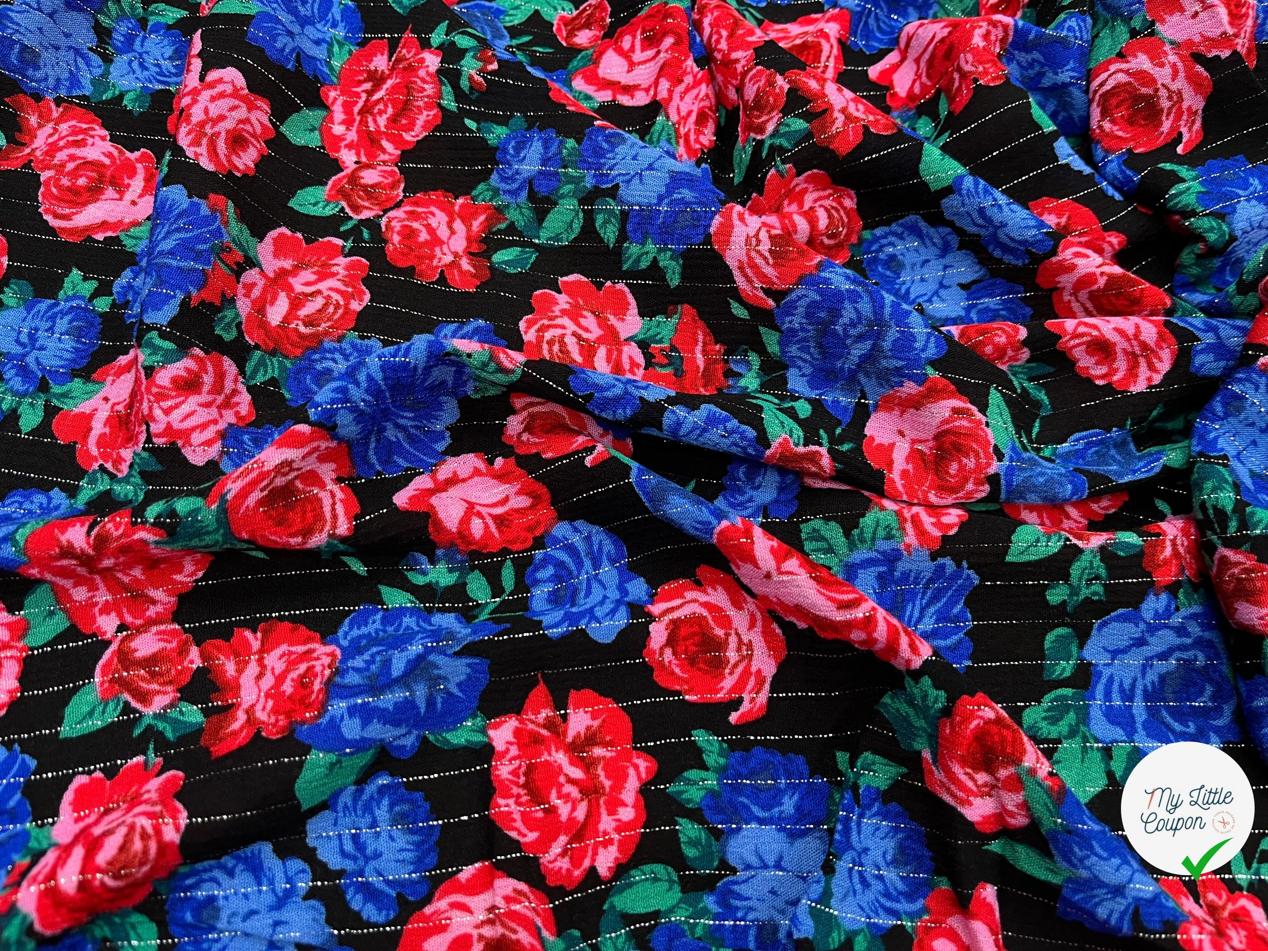 LUREX YORYU FOND NOIR ROSE BLEUES ET ROUGES - My Little Coupon