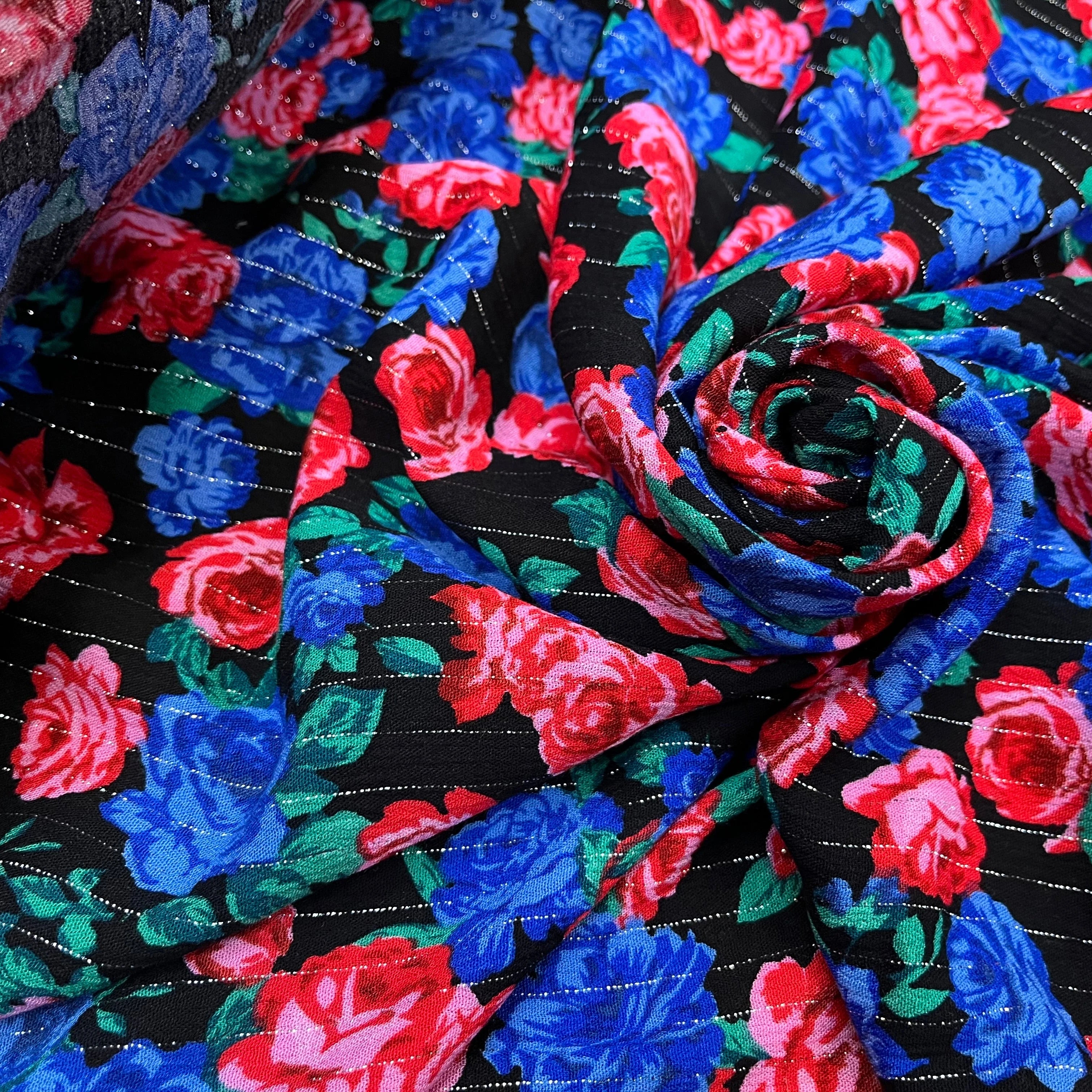 LUREX YORYU FOND NOIR ROSE BLEUES ET ROUGES - My Little Coupon