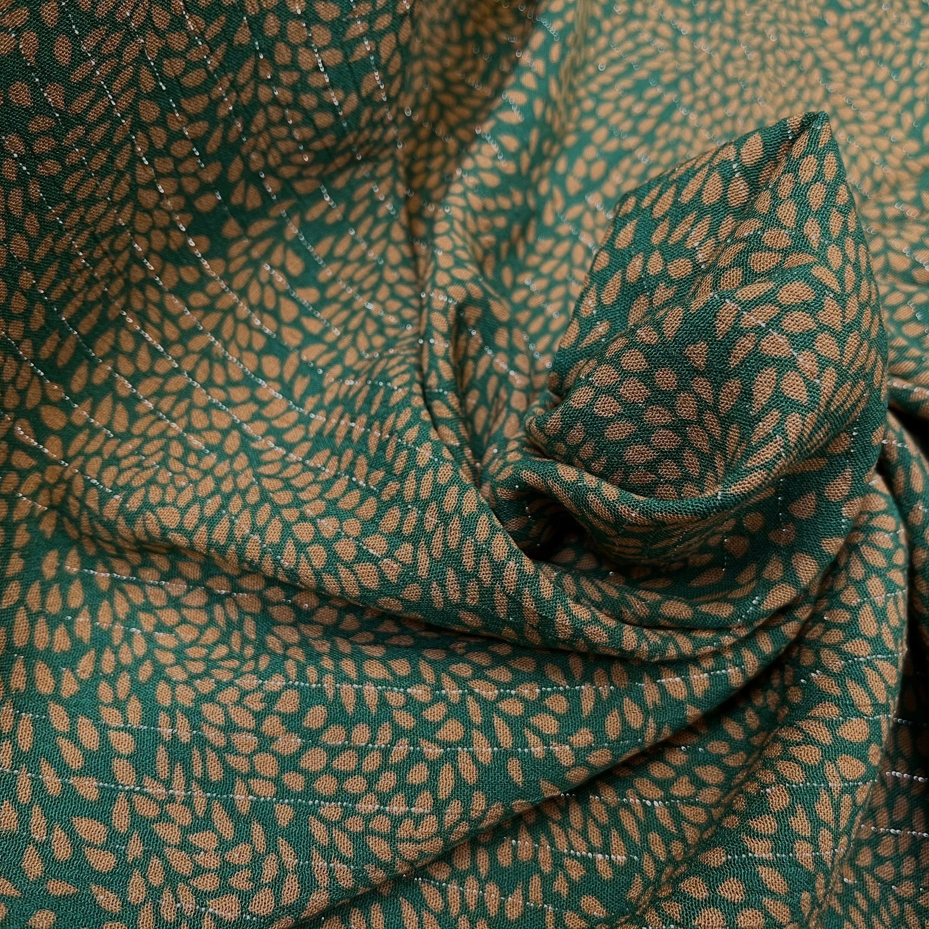 LUREX YORYU FOND VERT FEUILLE BEIGE FONCÉ - My Little Coupon