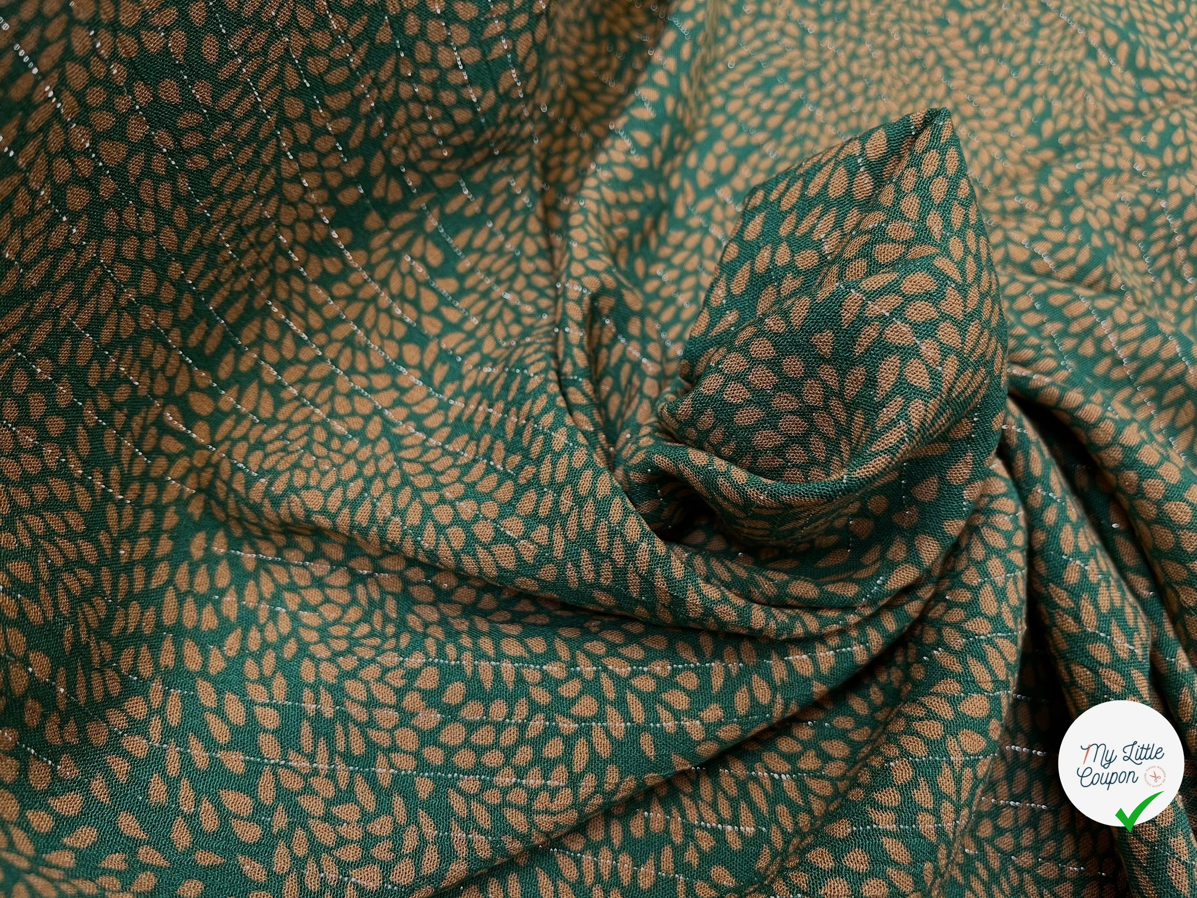 LUREX YORYU FOND VERT FEUILLE BEIGE FONCÉ - My Little Coupon