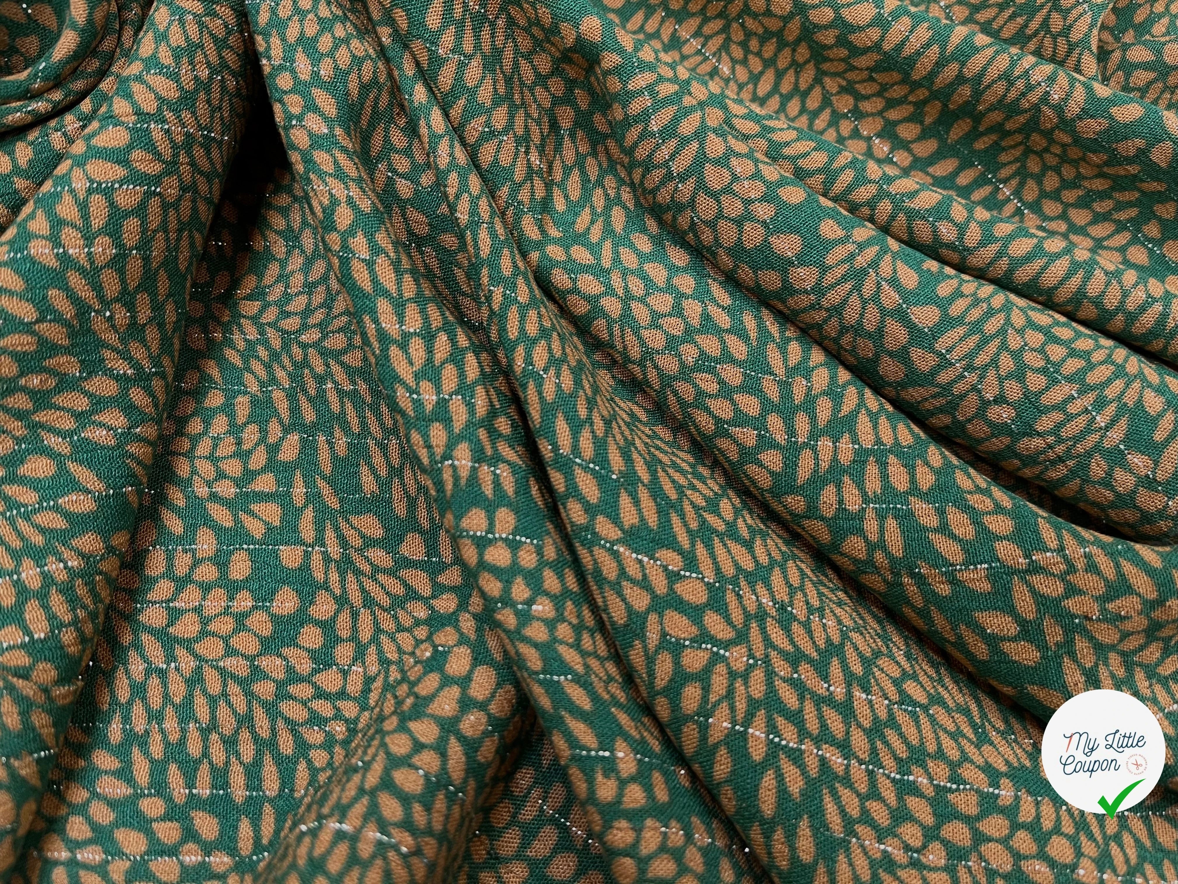 LUREX YORYU FOND VERT FEUILLE BEIGE FONCÉ - My Little Coupon