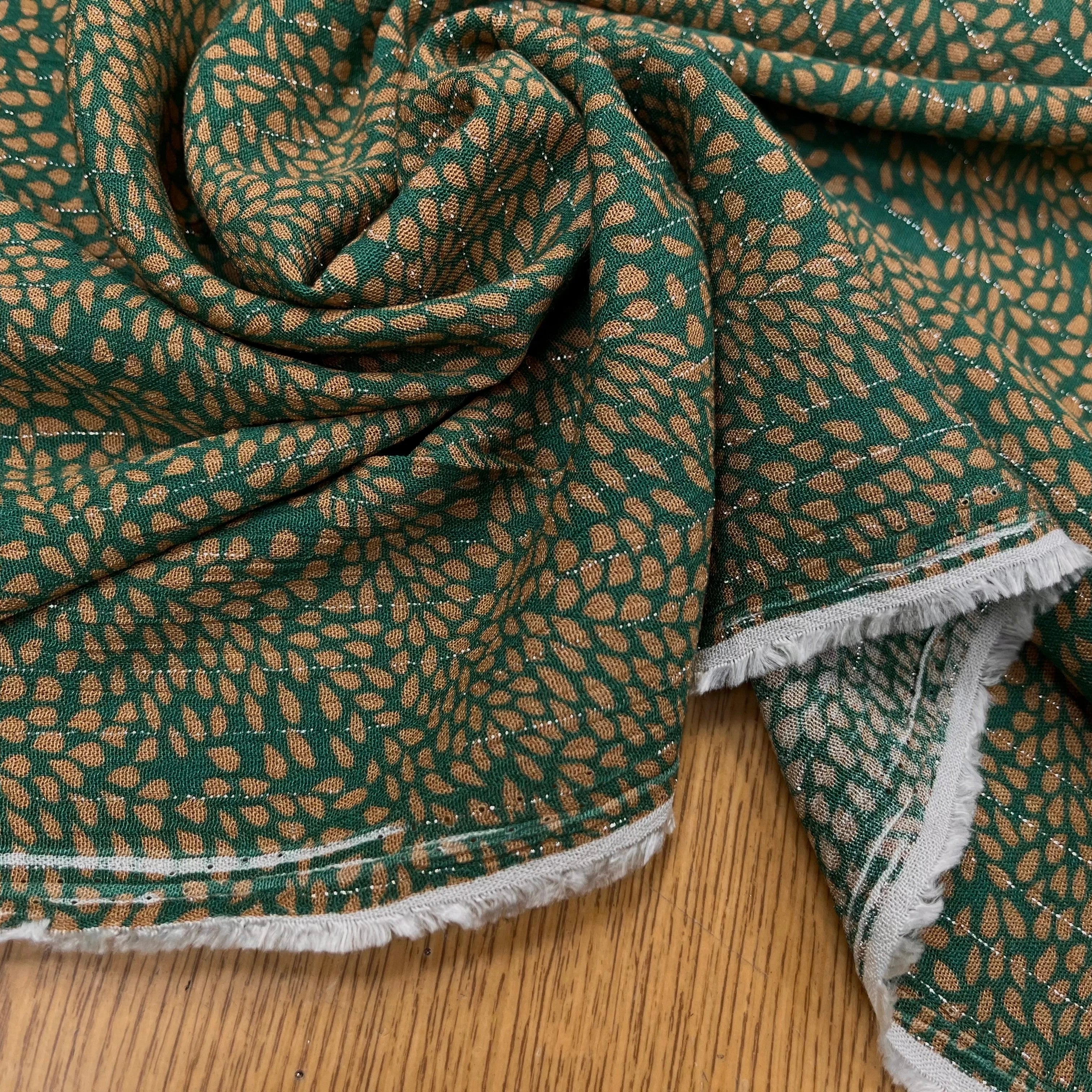 LUREX YORYU FOND VERT FEUILLE BEIGE FONCÉ - My Little Coupon