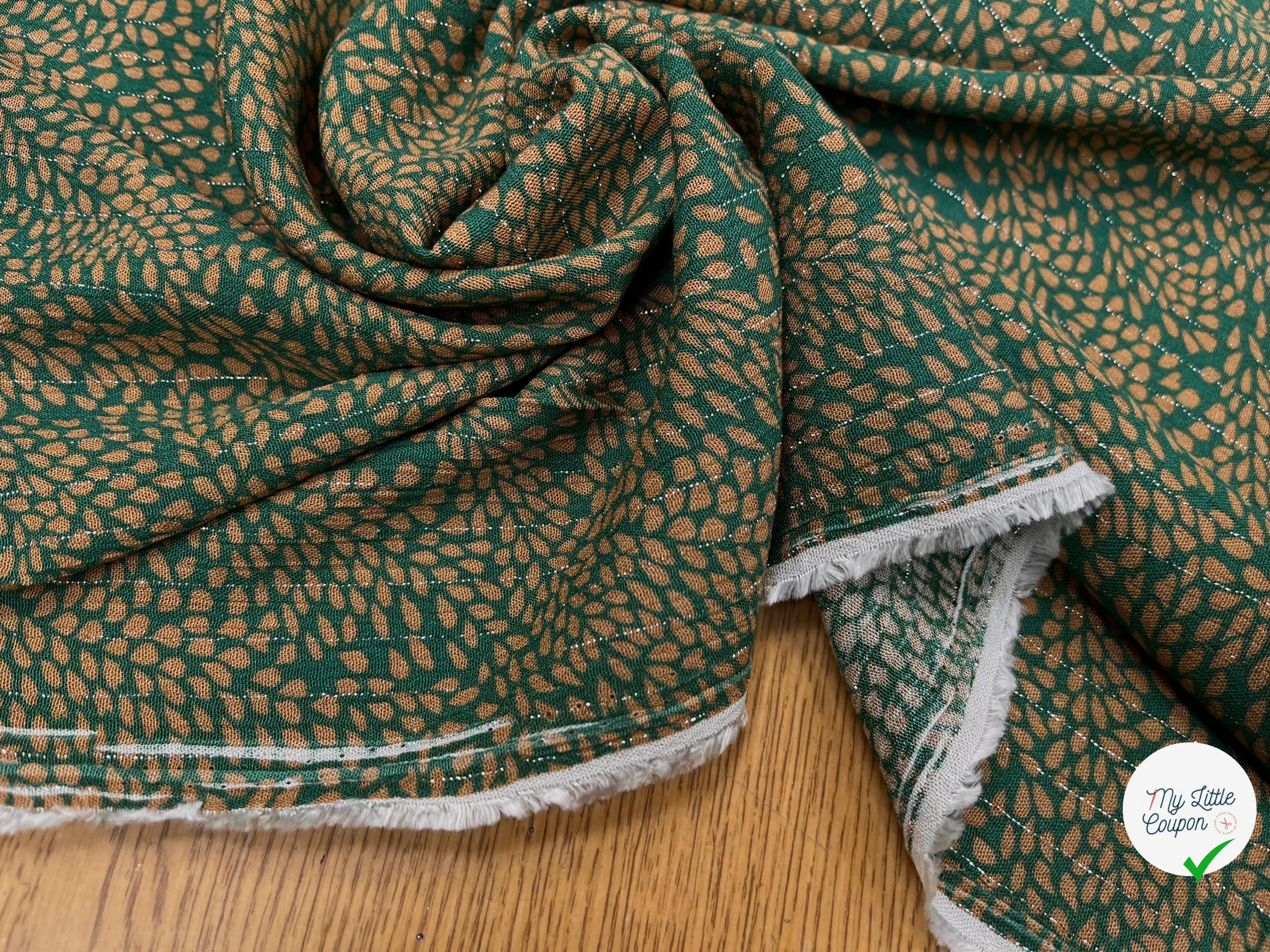 LUREX YORYU FOND VERT FEUILLE BEIGE FONCÉ - My Little Coupon