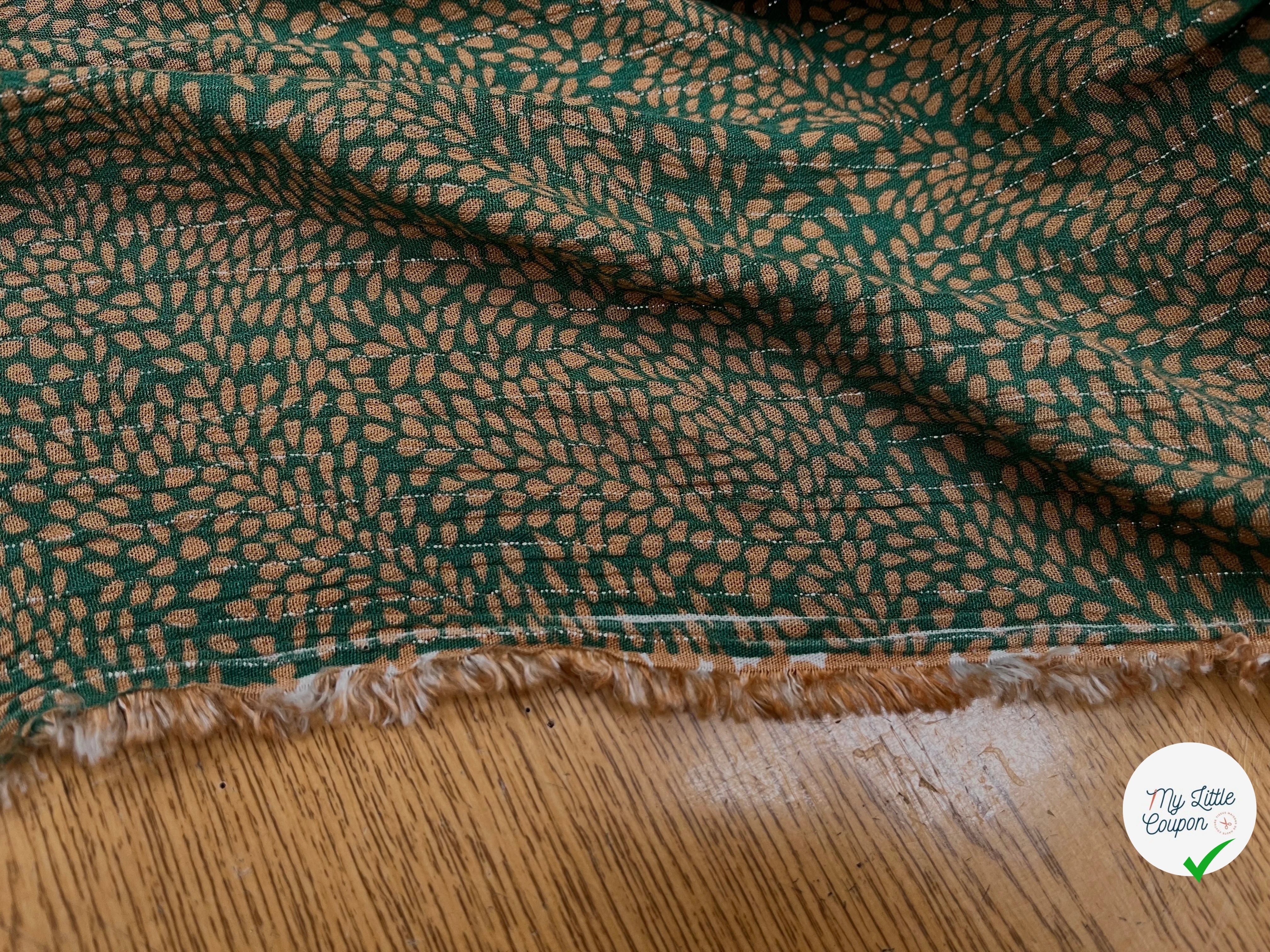 LUREX YORYU FOND VERT FEUILLE BEIGE FONCÉ - My Little Coupon