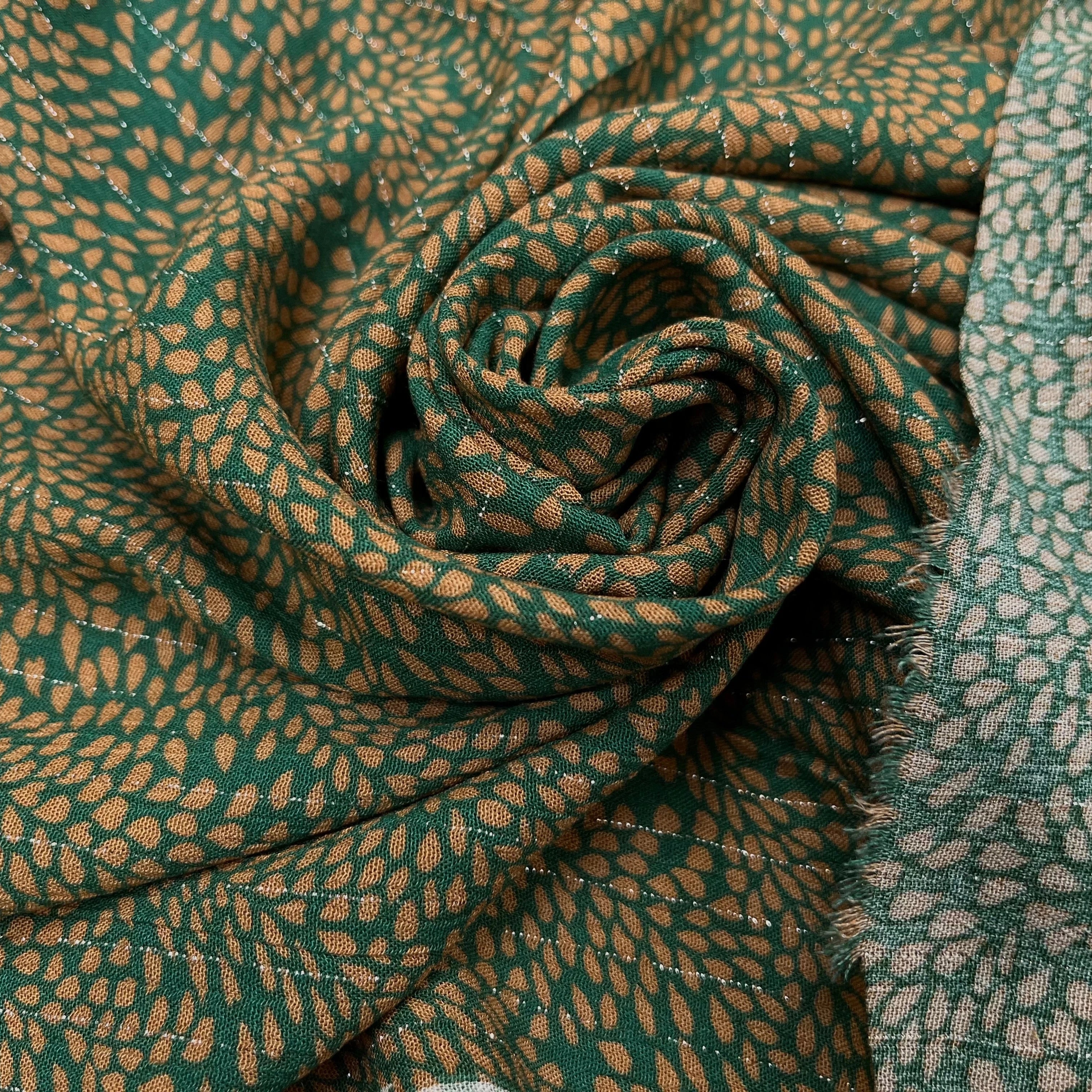 LUREX YORYU FOND VERT FEUILLE BEIGE FONCÉ - My Little Coupon