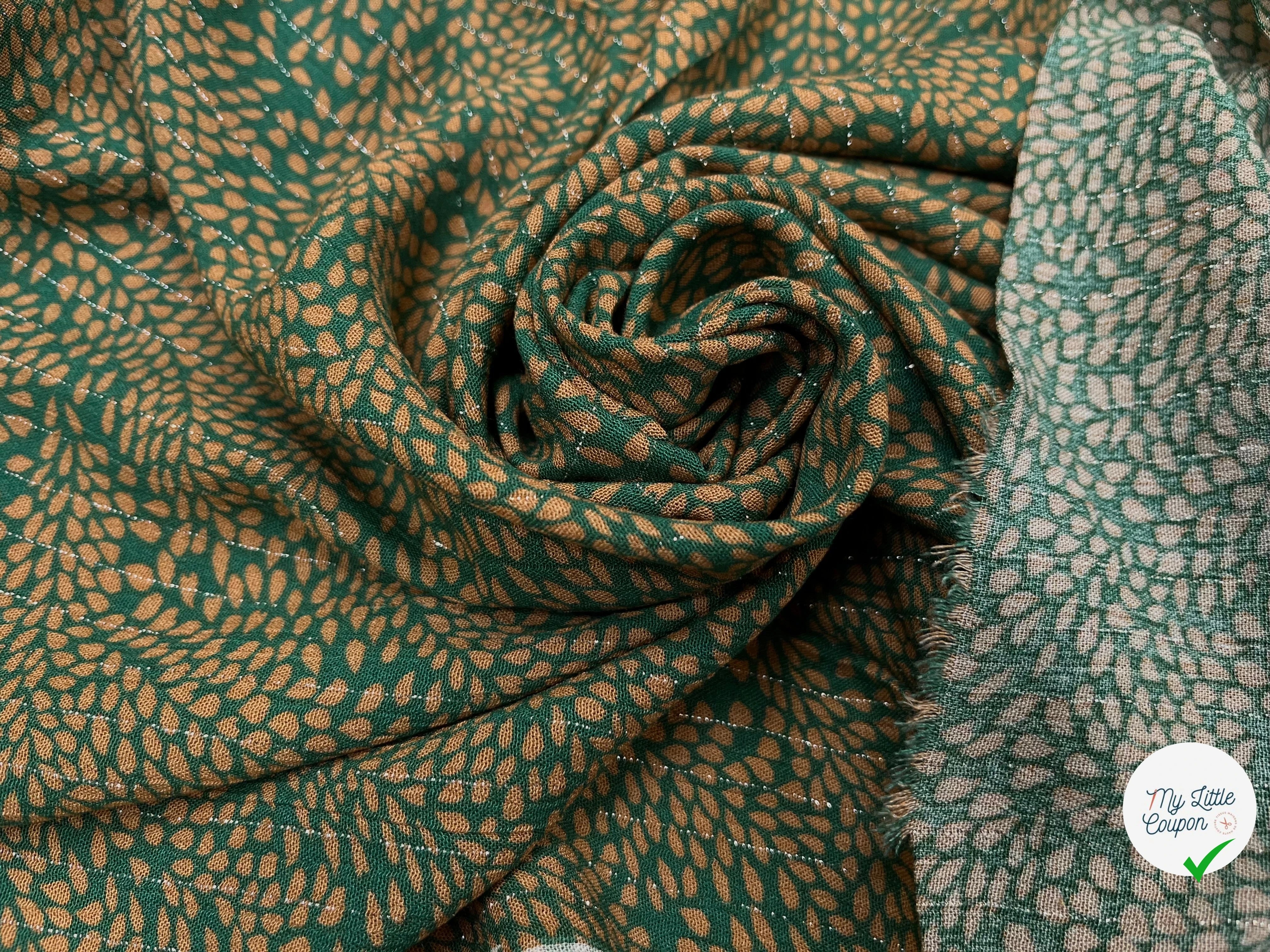 LUREX YORYU FOND VERT FEUILLE BEIGE FONCÉ - My Little Coupon