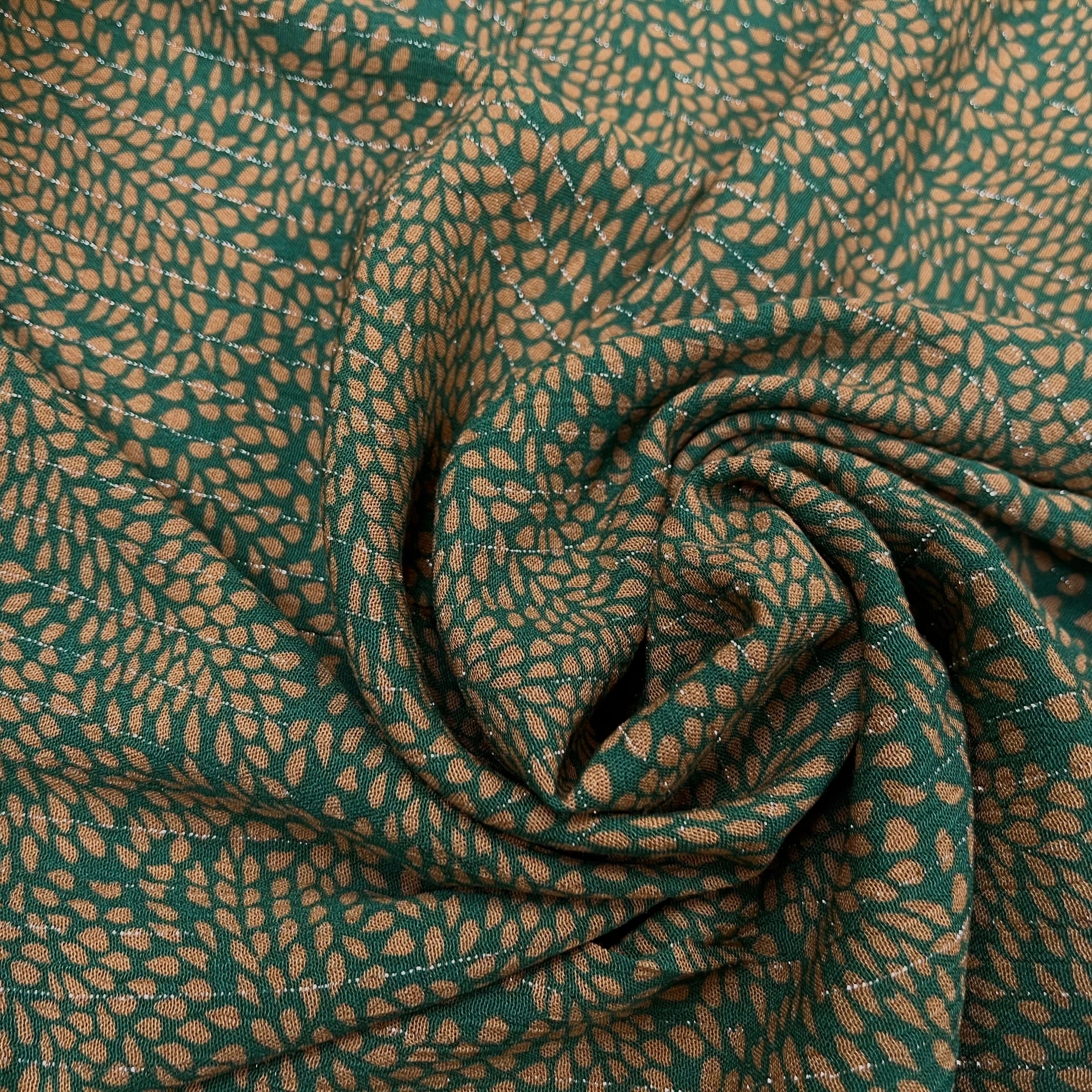 LUREX YORYU FOND VERT FEUILLE BEIGE FONCÉ - My Little Coupon