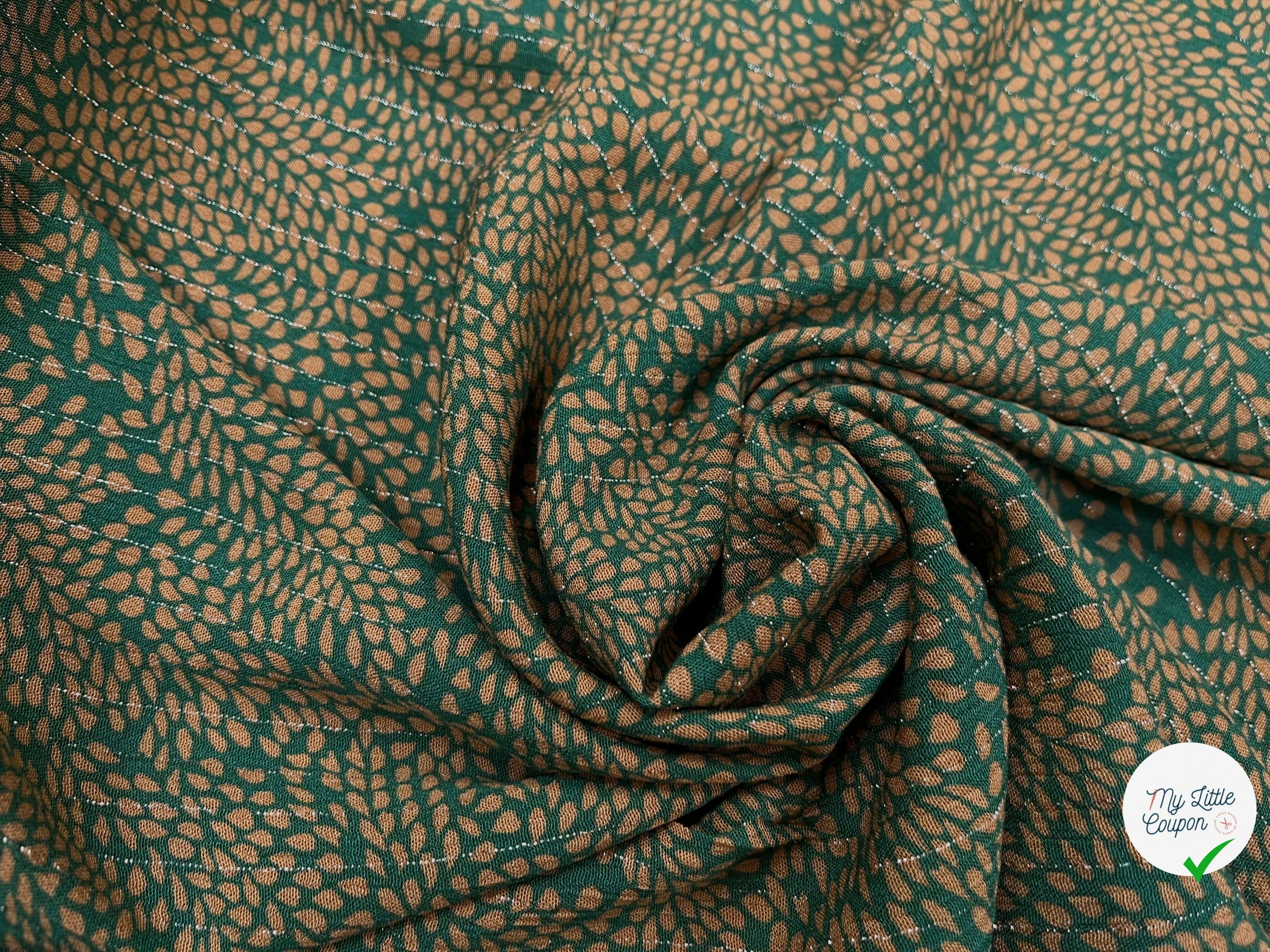 LUREX YORYU FOND VERT FEUILLE BEIGE FONCÉ - My Little Coupon