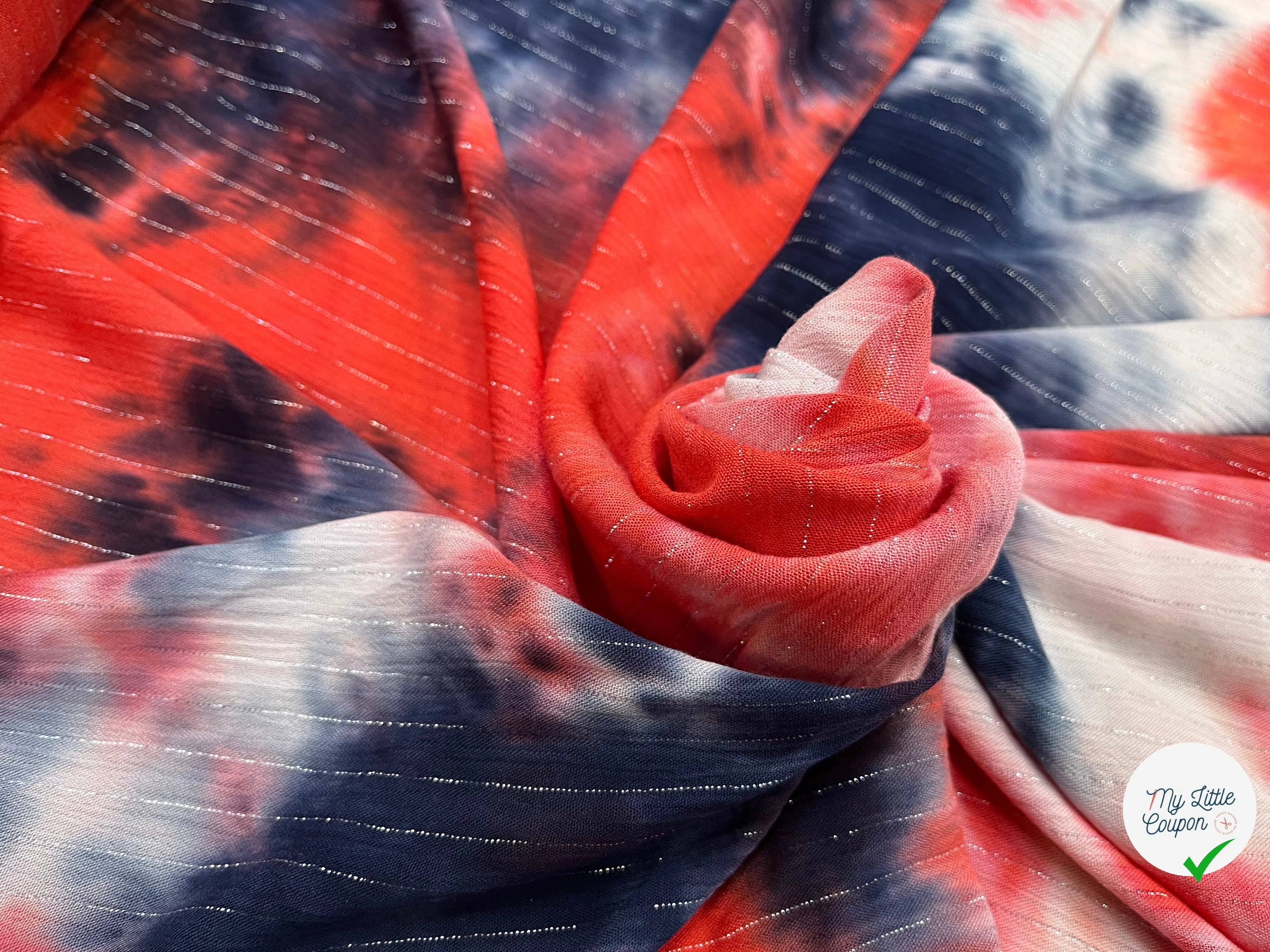 LUREX YORYU TIE AND DYE BLEU/ROUGE CORAIL - My Little Coupon