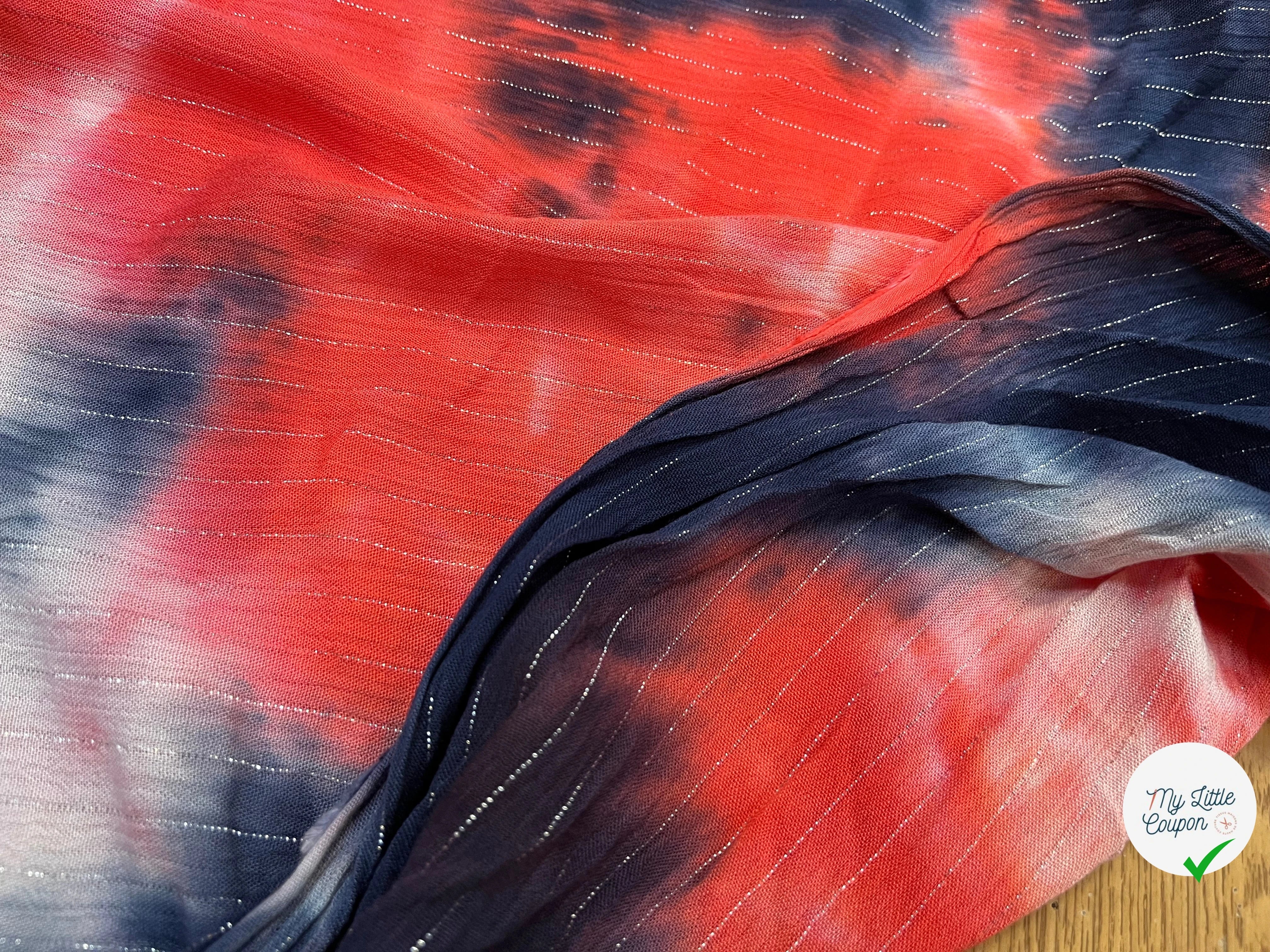 LUREX YORYU TIE AND DYE BLEU/ROUGE CORAIL - My Little Coupon