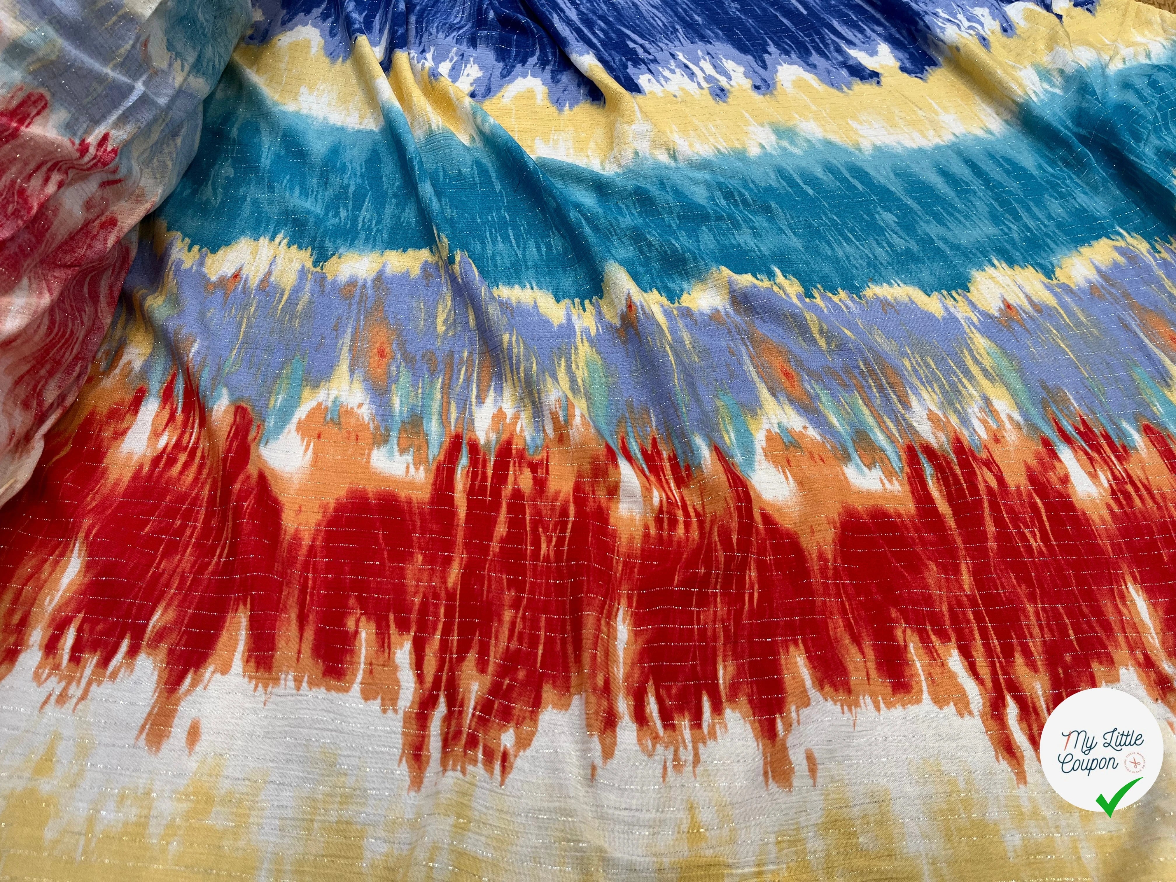 LUREX YORYU TIE AND DYE MULTICOLORS BLEU/ROUGE/BEIGE - My Little Coupon