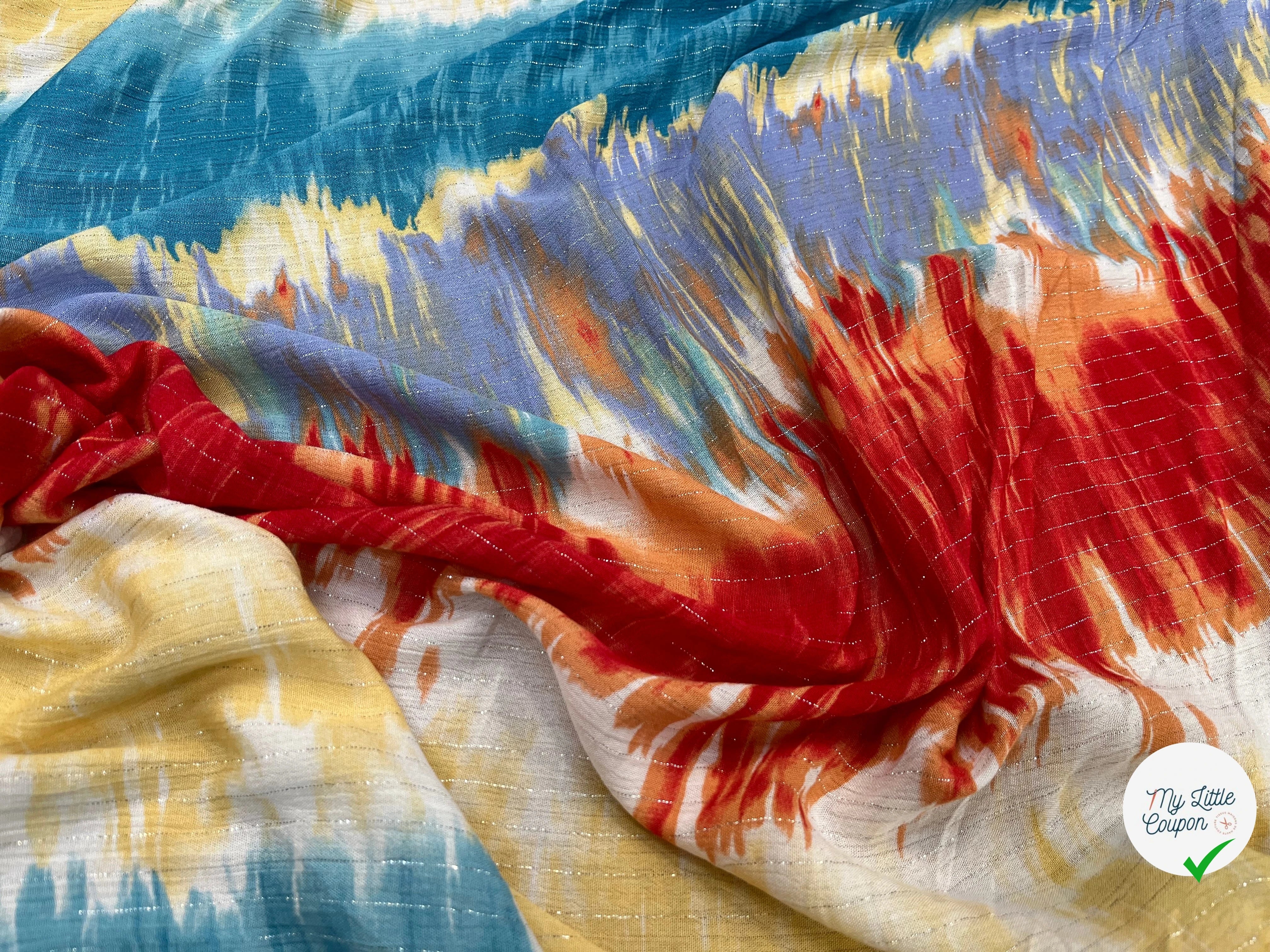 LUREX YORYU TIE AND DYE MULTICOLORS BLEU/ROUGE/BEIGE - My Little Coupon