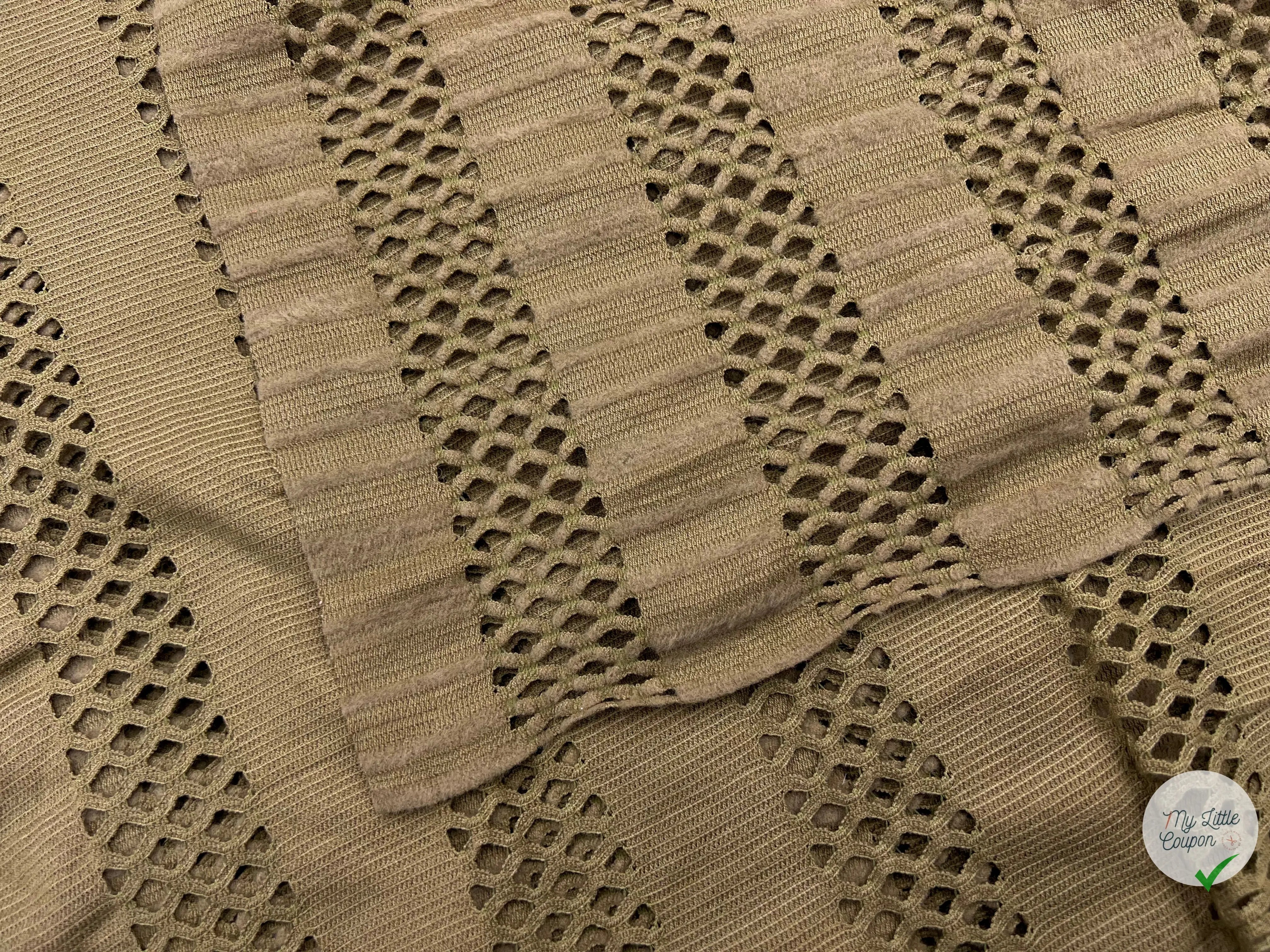 MAILLE AJOURÉE LOSANGES 100% COTON CARAMEL KHAKI - My Little Coupon - tissu - coudre