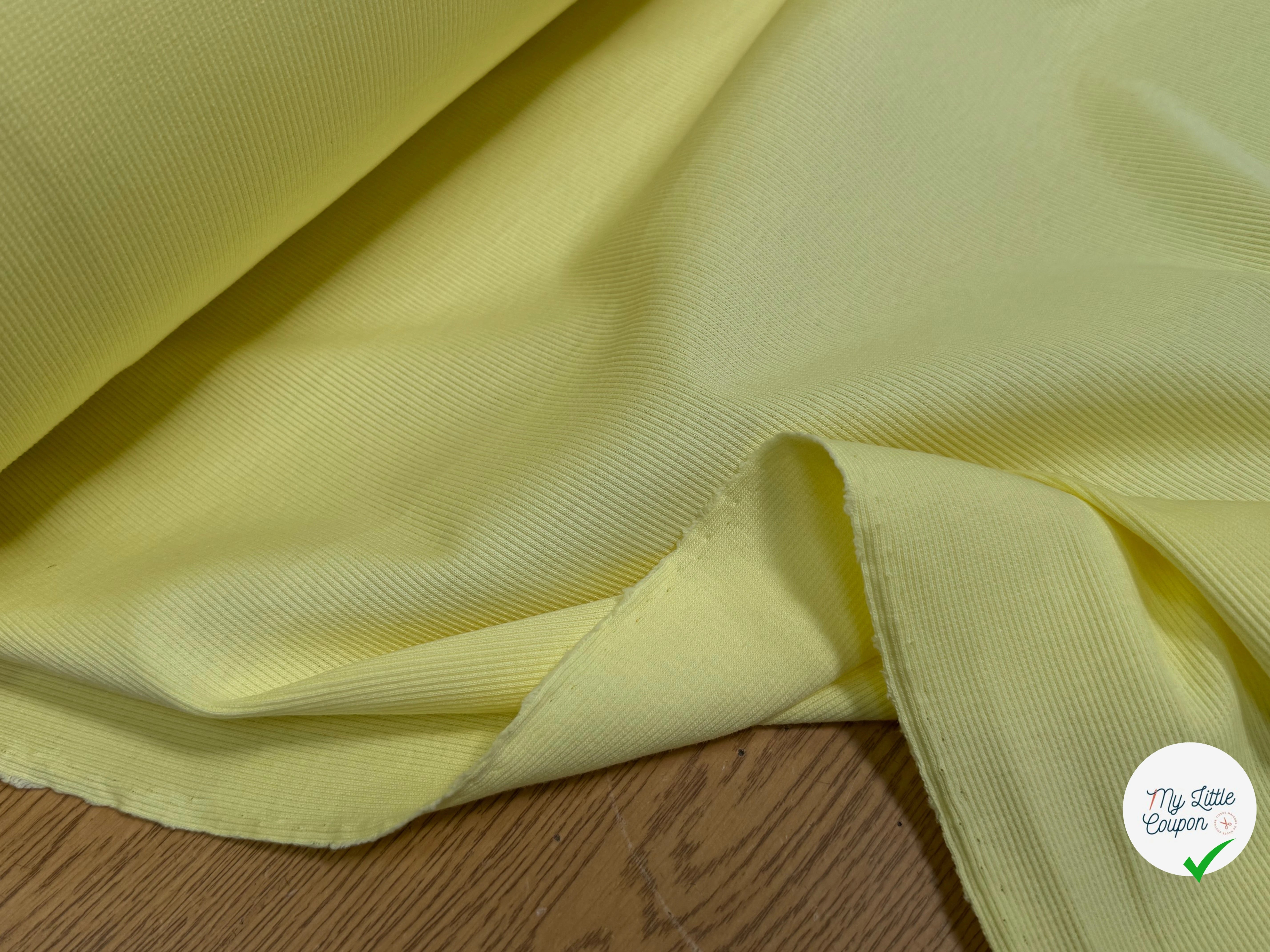 MAILLE CÔTE 1X1 STRETCH JAUNE LEMON - My Little Coupon