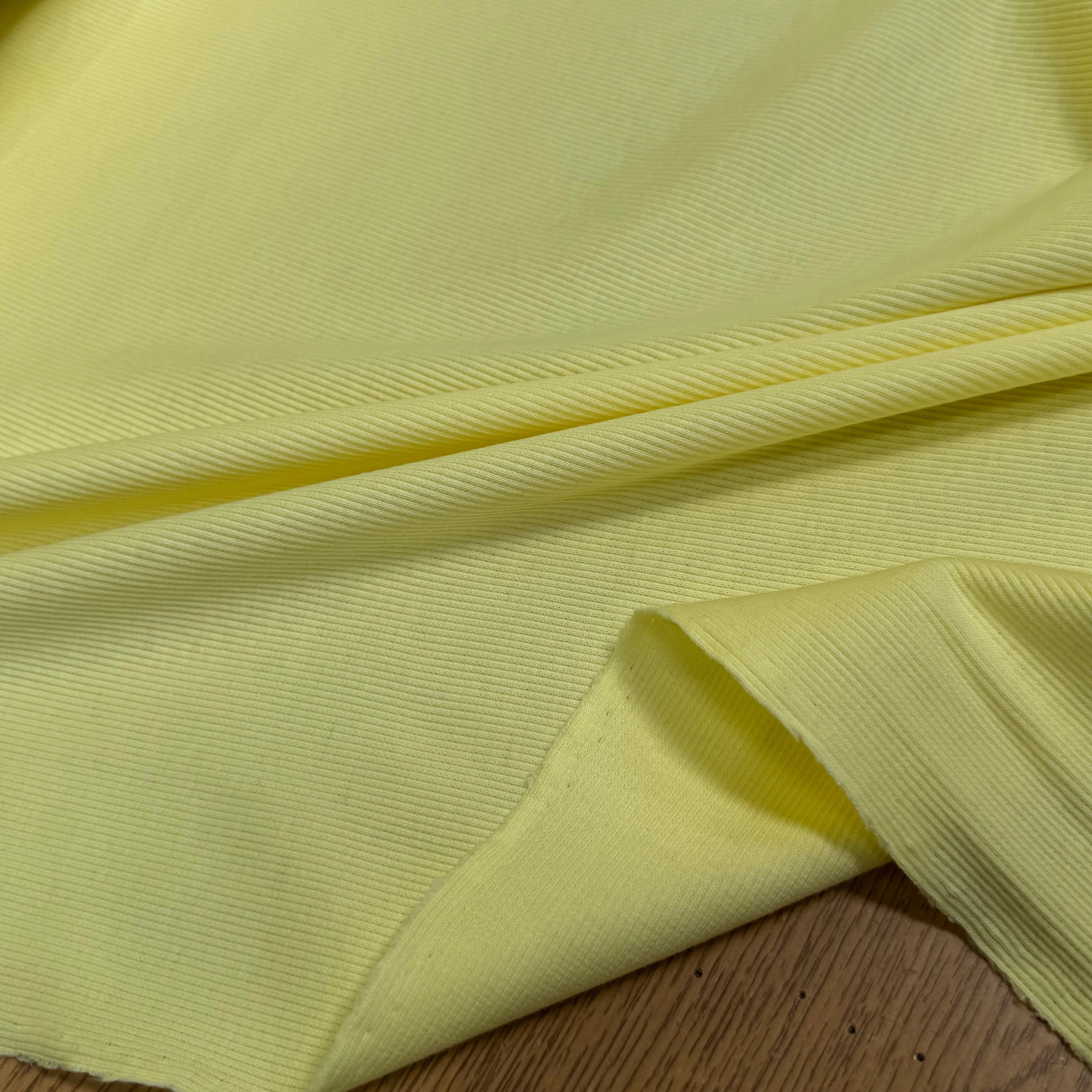 MAILLE CÔTE 1X1 STRETCH JAUNE LEMON - My Little Coupon