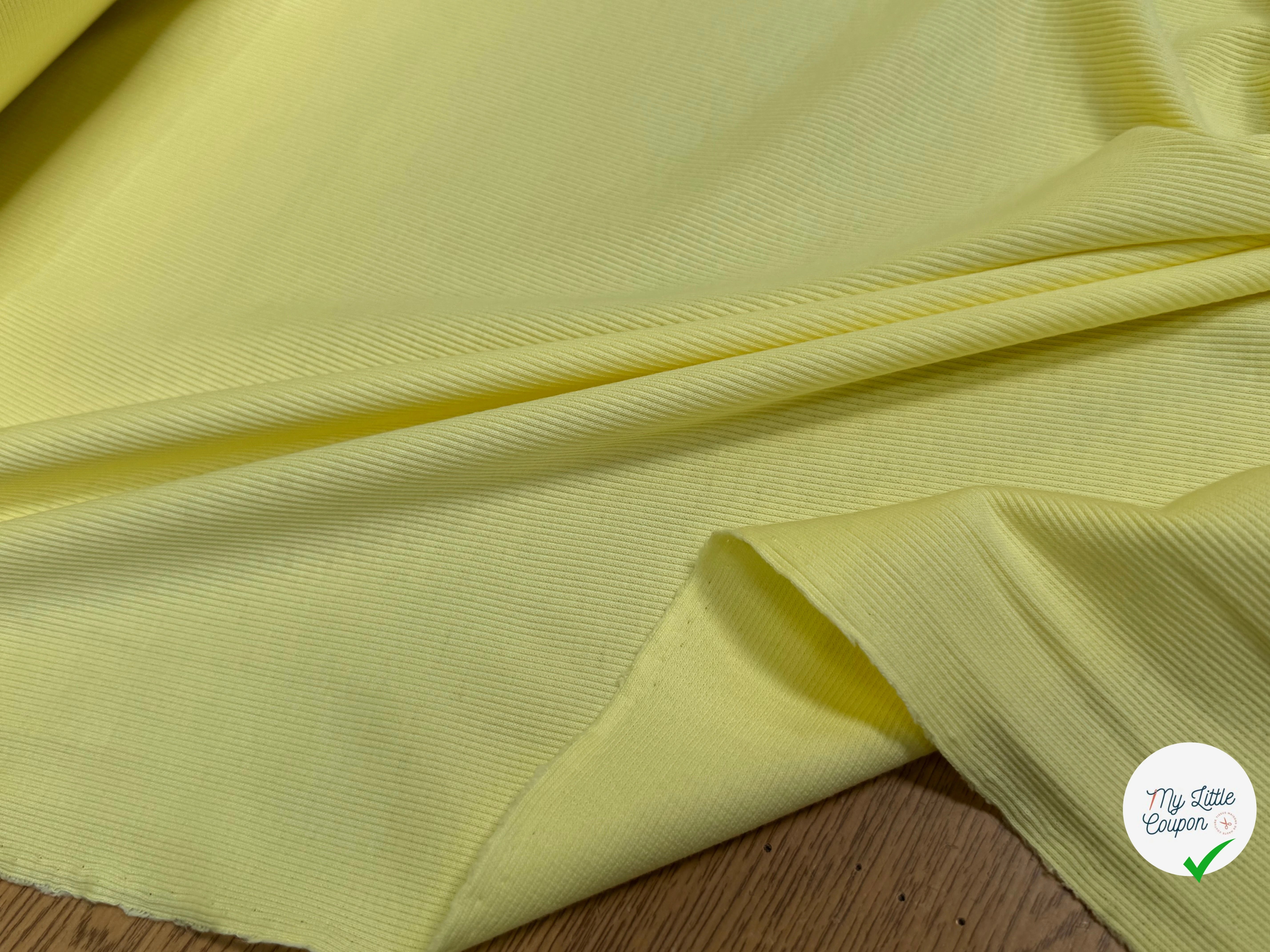 MAILLE CÔTE 1X1 STRETCH JAUNE LEMON - My Little Coupon