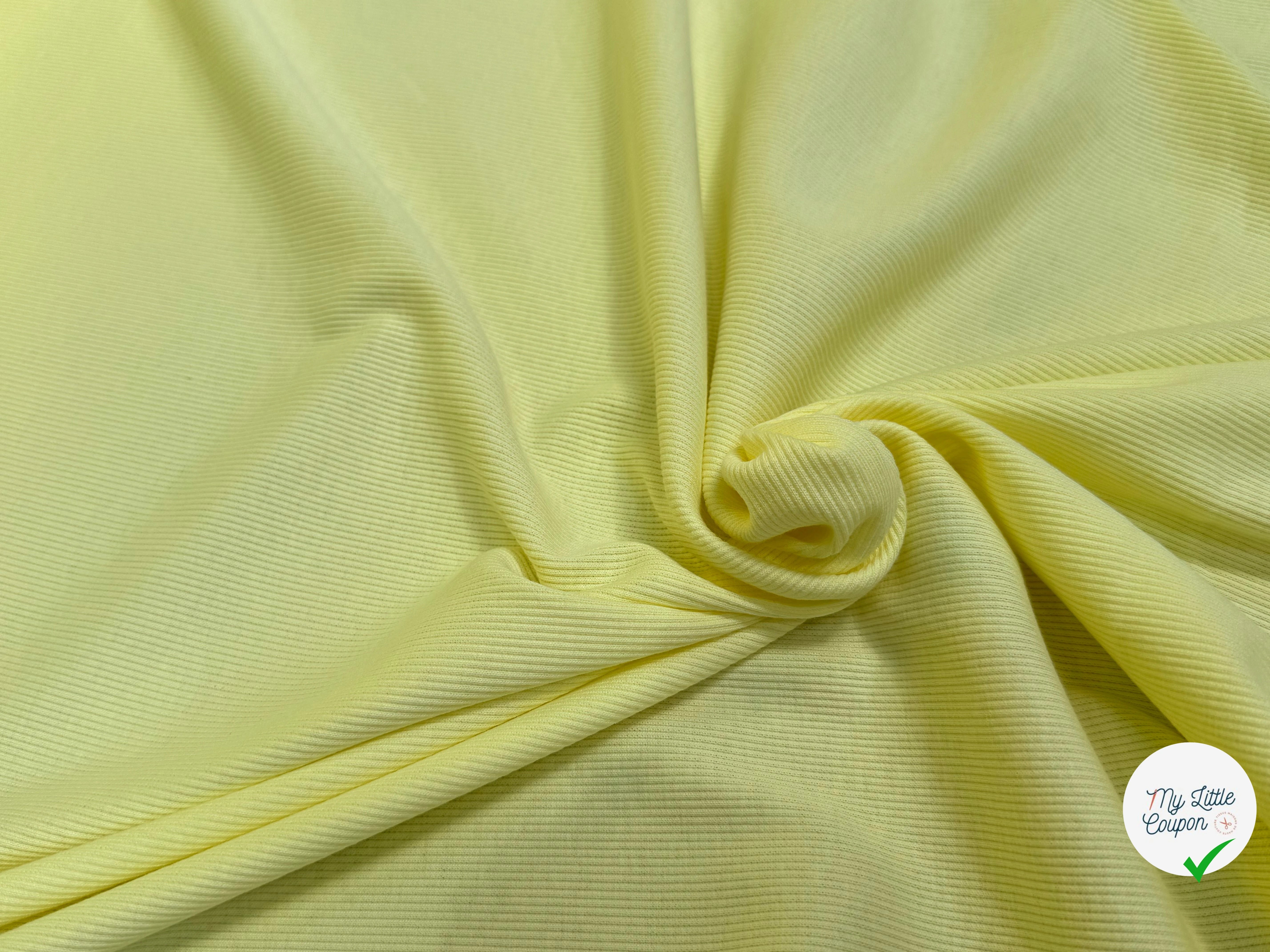 MAILLE CÔTE 1X1 STRETCH JAUNE LEMON - My Little Coupon