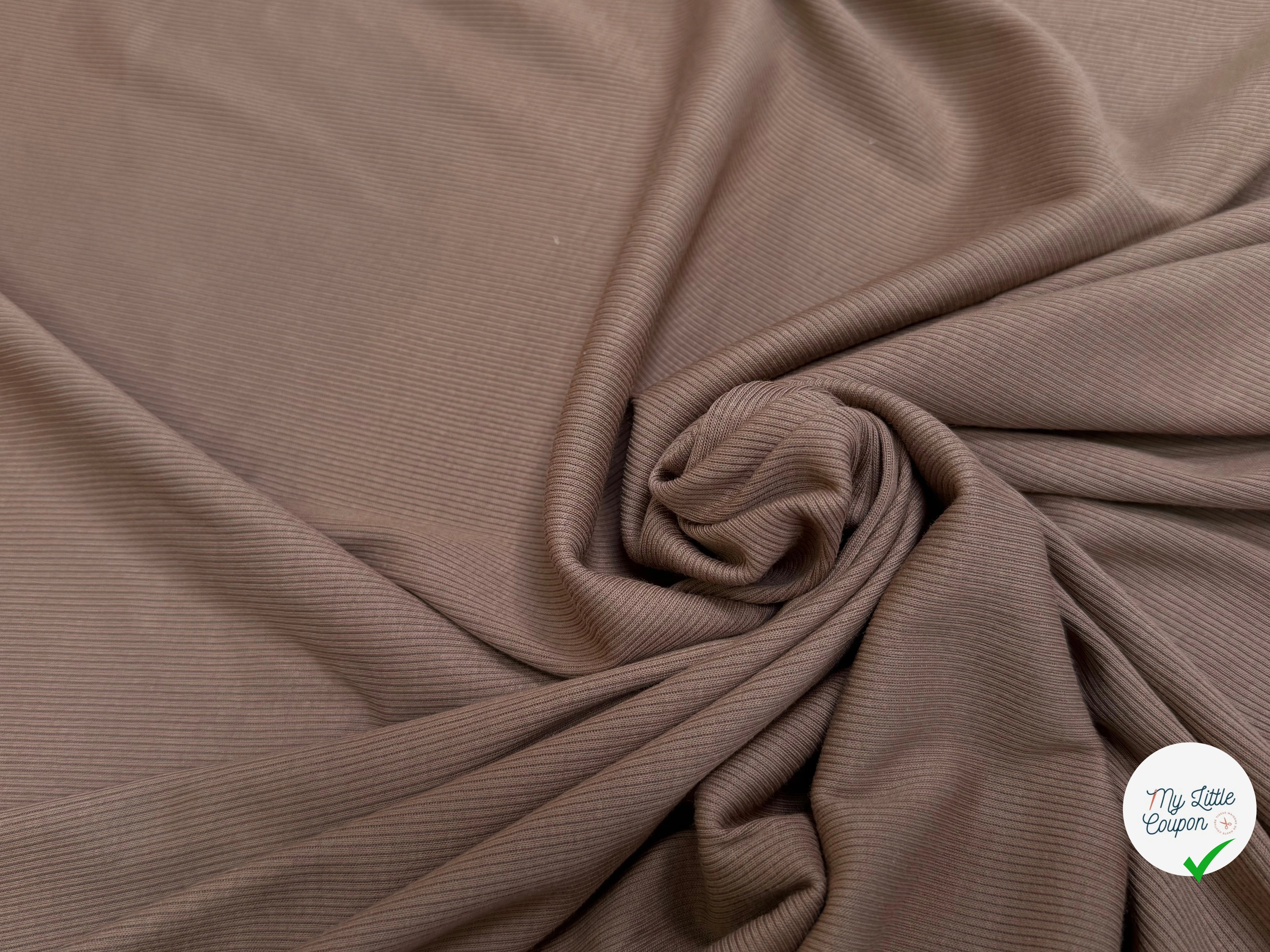 MAILLE COTON CÔTE 1X1 STRETCH BRONZÉE - My Little Coupon