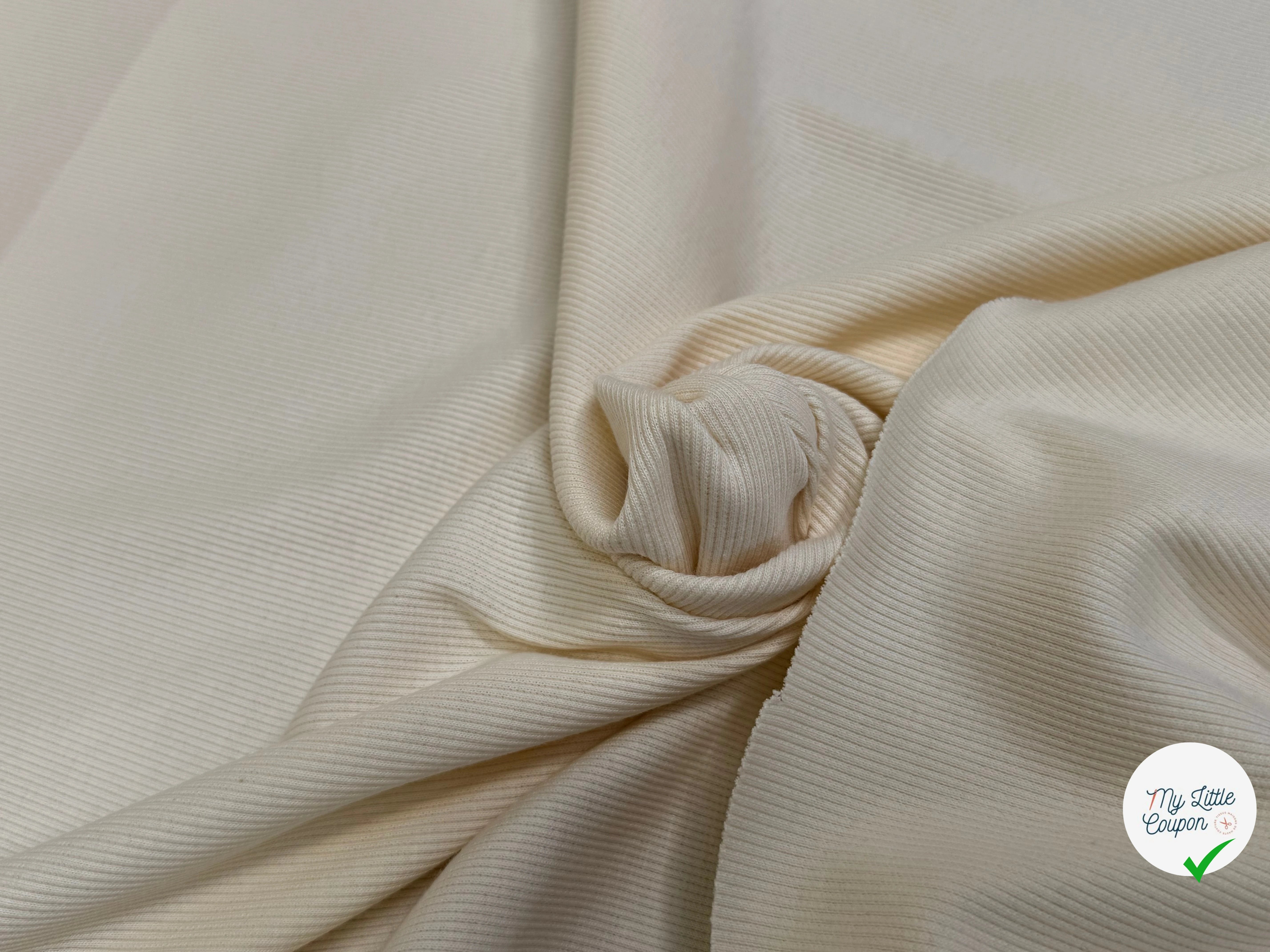 MAILLE COTON CÔTE 1X1 STRETCH COULEUR NATURELLE - My Little Coupon