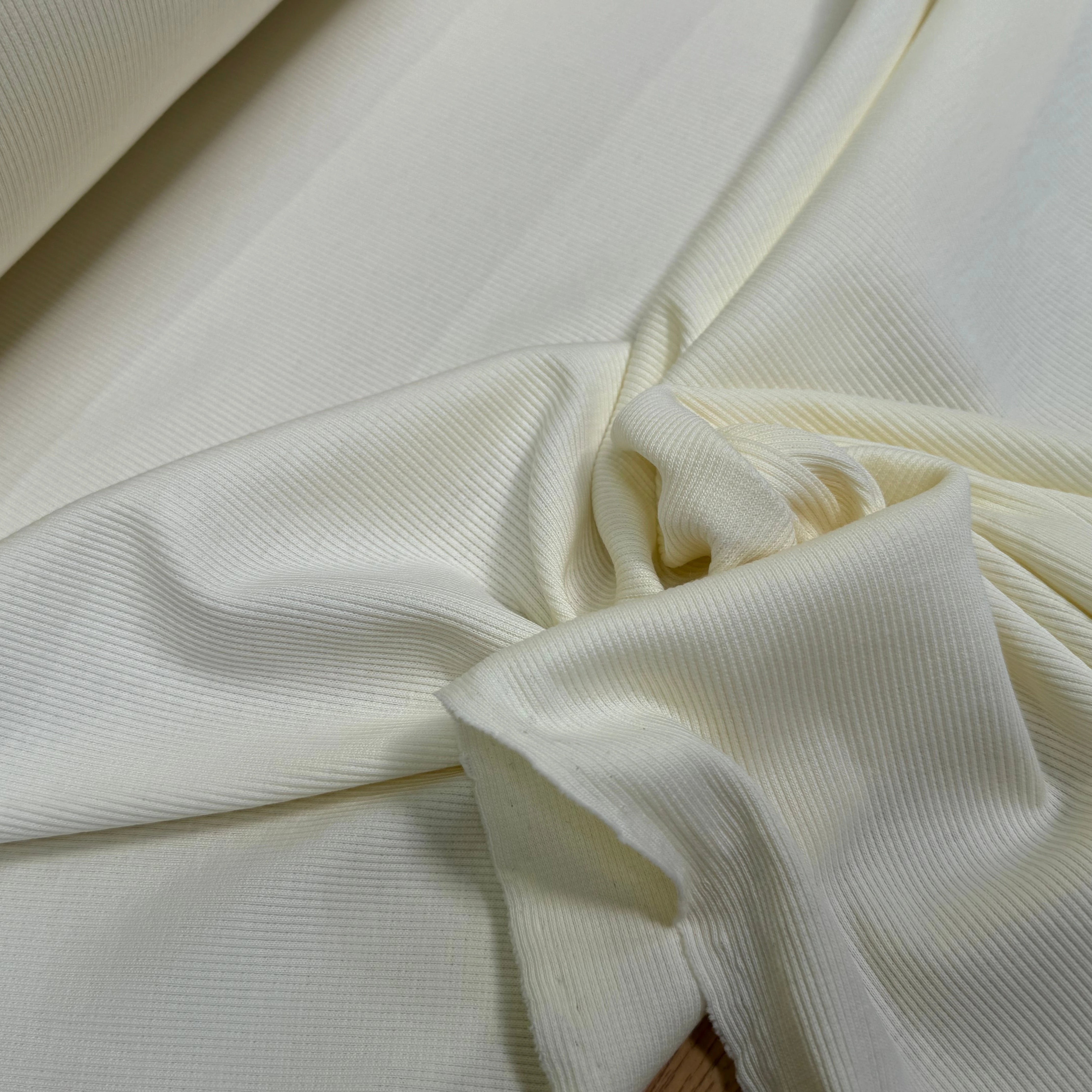 MAILLE COTON CÔTE 1X1 STRETCH LIGHT CREAM - My Little Coupon