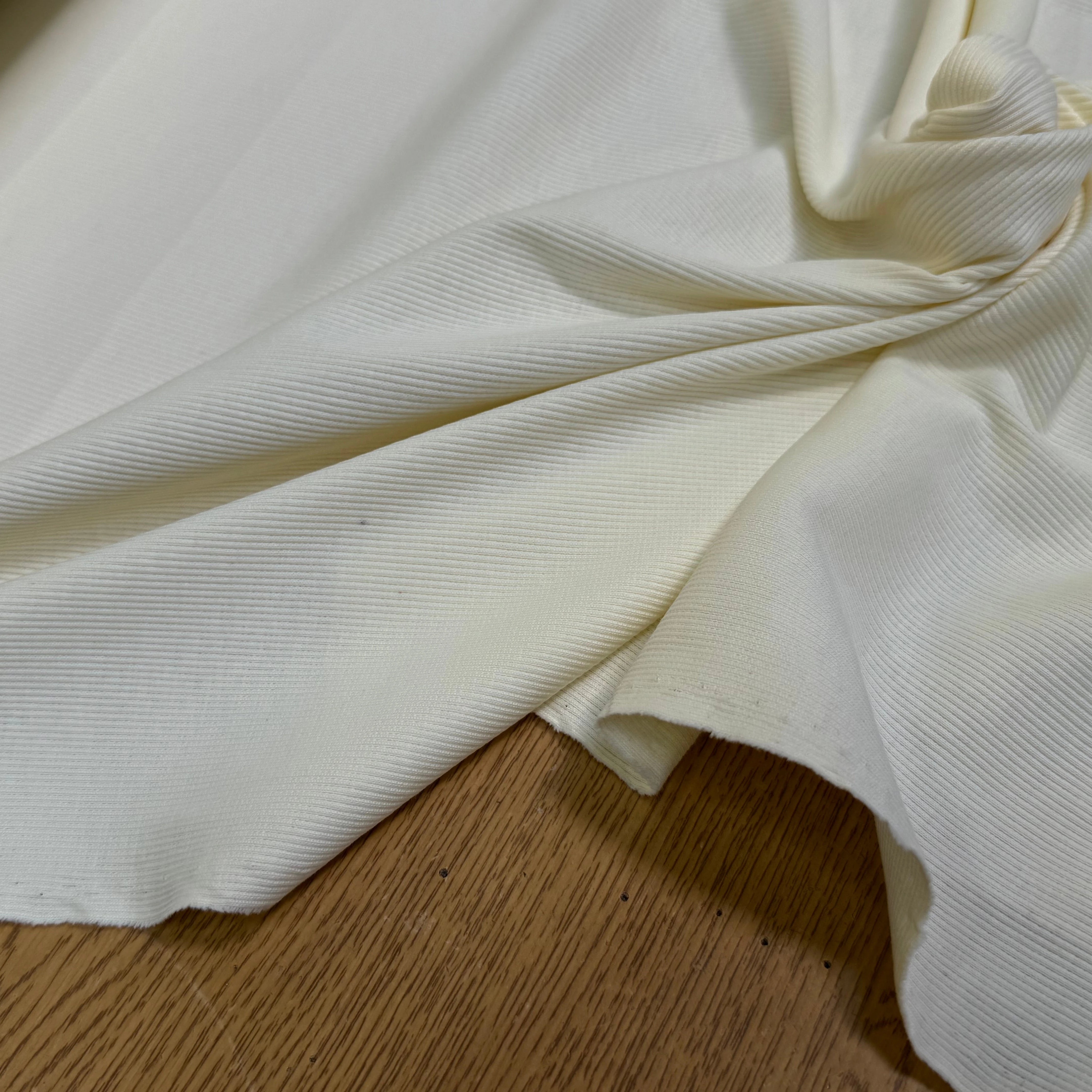 MAILLE COTON CÔTE 1X1 STRETCH LIGHT CREAM - My Little Coupon