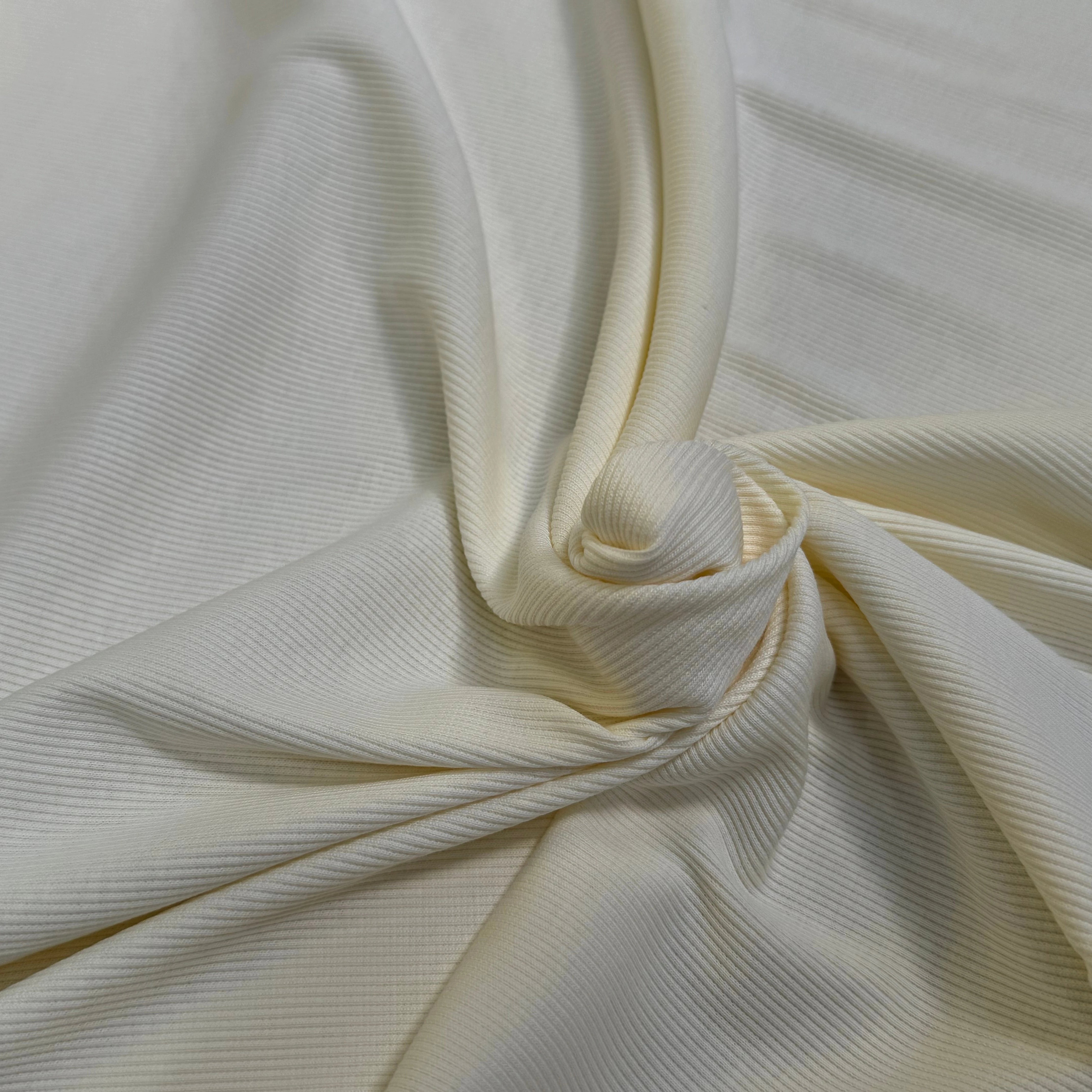 MAILLE COTON CÔTE 1X1 STRETCH LIGHT CREAM - My Little Coupon